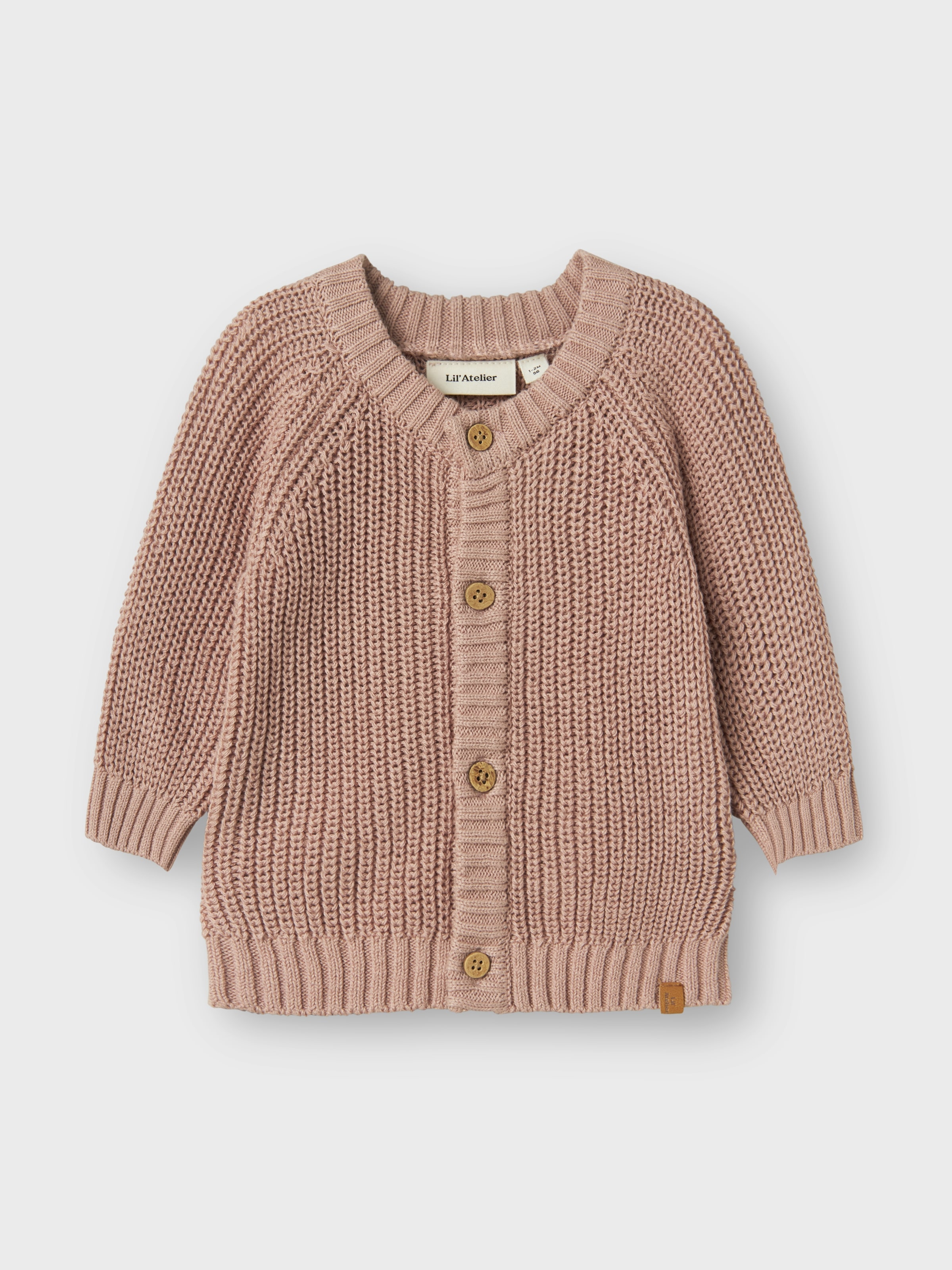 Lil' Atelier Strickjacke »NBNEMLEN LS KNIT CARD LIL NOOS« weiche Baumwolle, Rippstrick