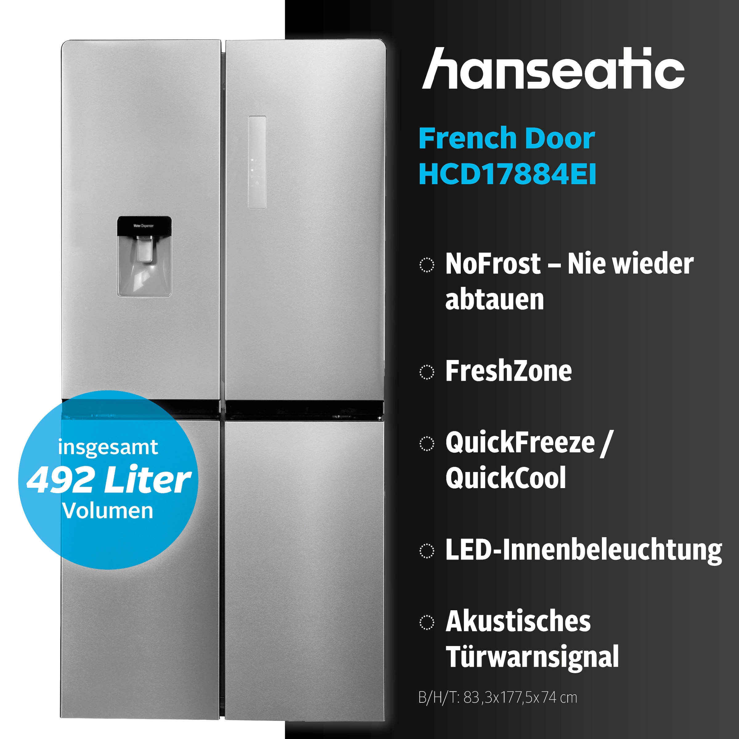 Hanseatic Multi Door »HCD17884EI« 177,5 cm hoch 83,3 cm breit inkl. 3 Jahre Herstellergarantie