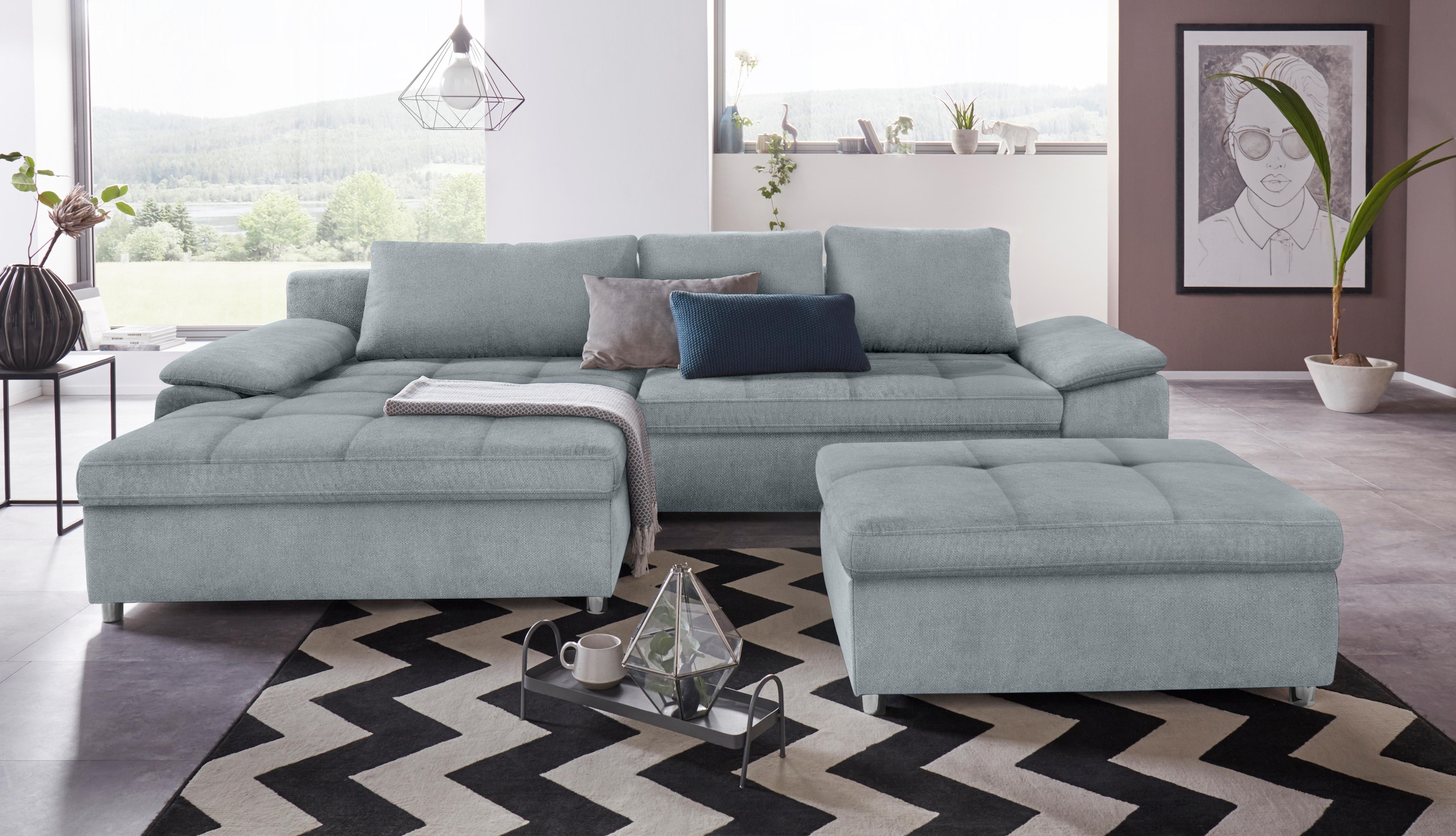 sit&more Ecksofa Labene, wahlweise mit Bettfunktion und Bettkasten, inkl. Rückenkissen