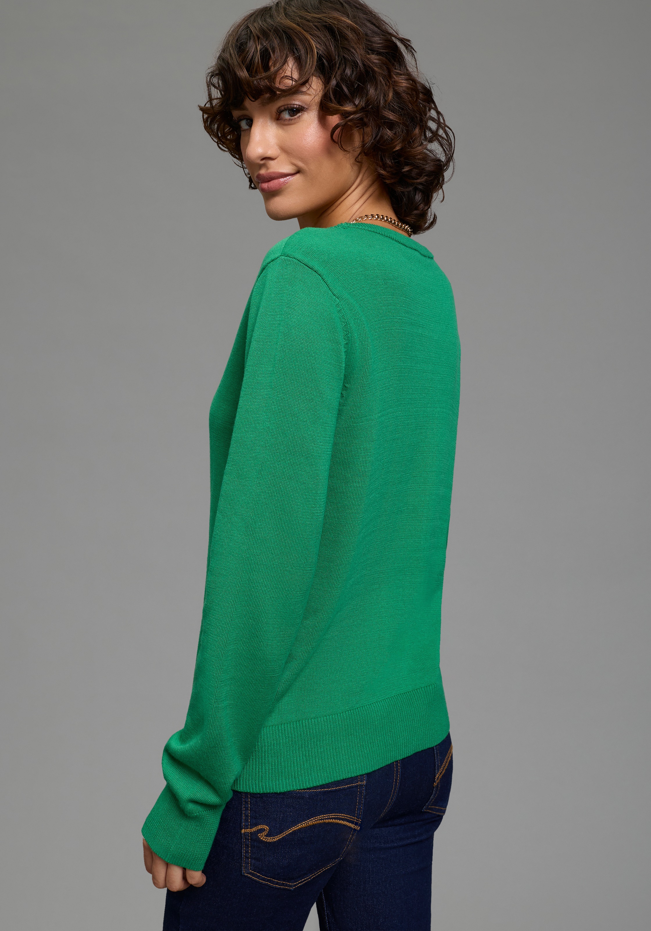 Flashlights Strickjacke mit V-Ausschnitt und Knopfleiste günstig online kaufen