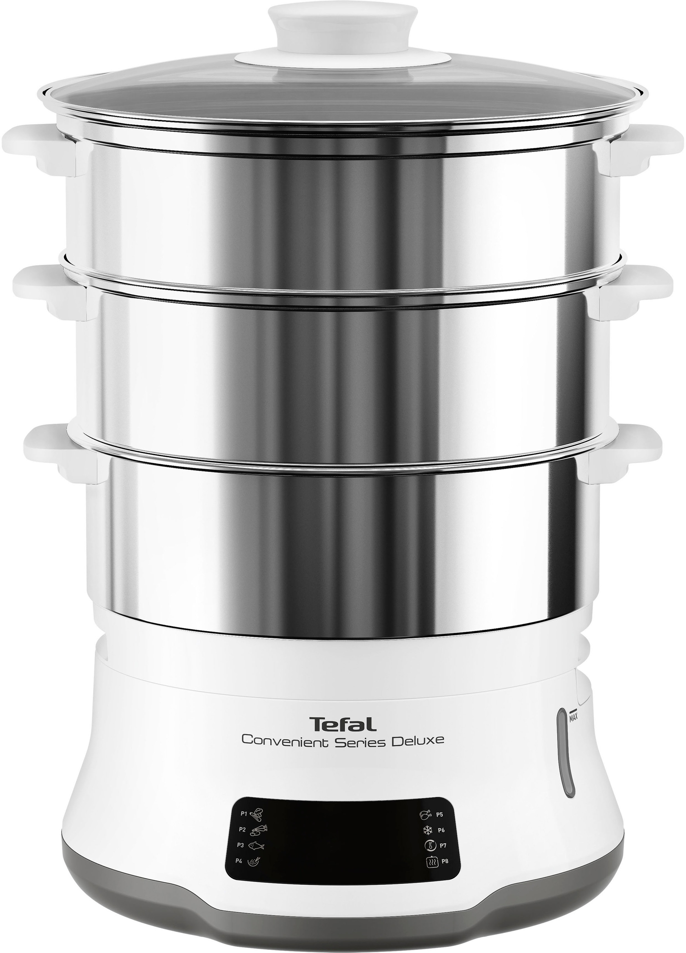 Tefal Dampfgarer "VC502D Convenient Series Deluxe", 900 W, Touchscreen, 8 Programme, Garen auf 3 Ebenen, Behälter aus Ed