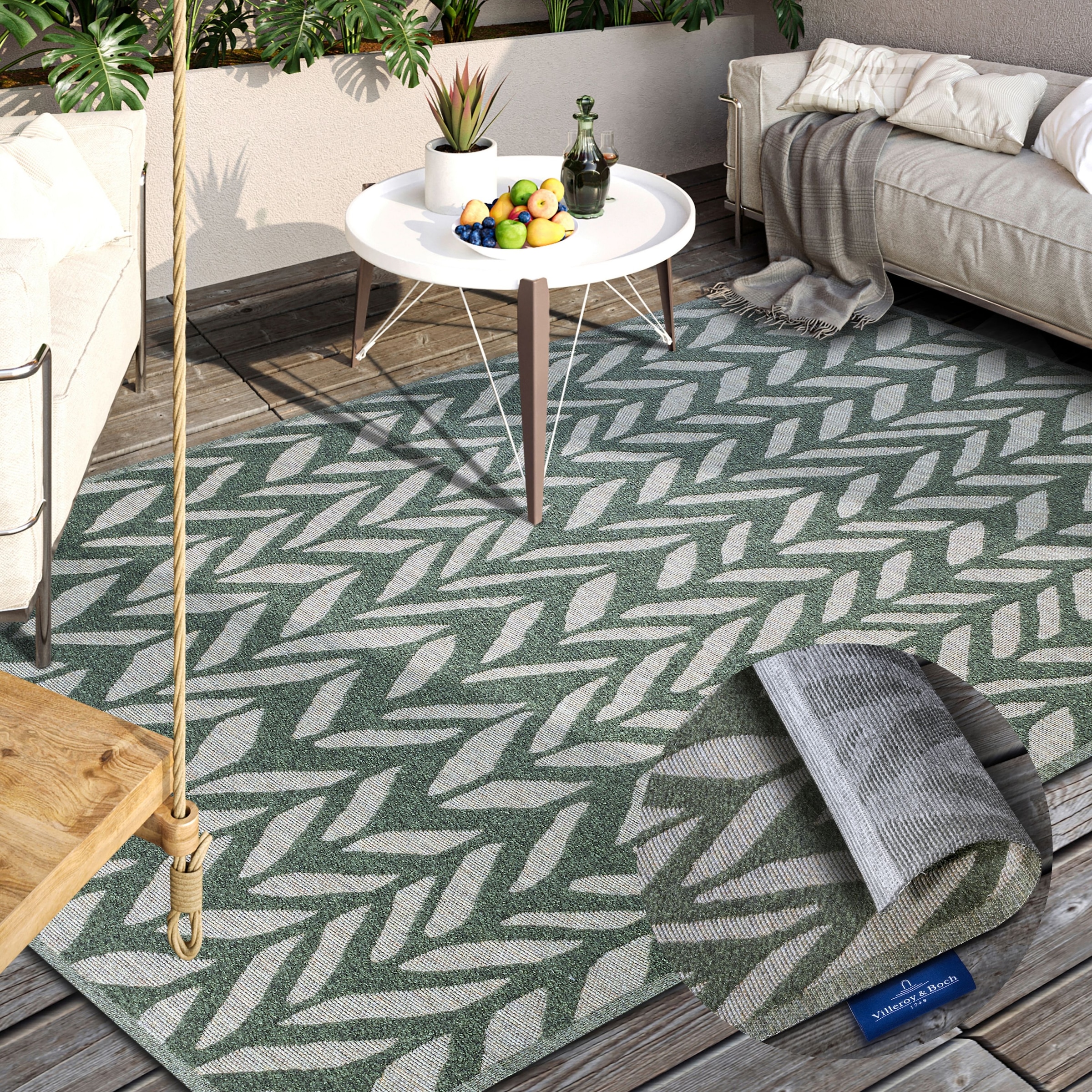 Villeroy & Boch Outdoorteppich »Georgette«, rechteckig, 4 mm Höhe, In-& Outdoor, Flachgewebe, wetterfest, Terrasse, Balkon, modern, Trend
