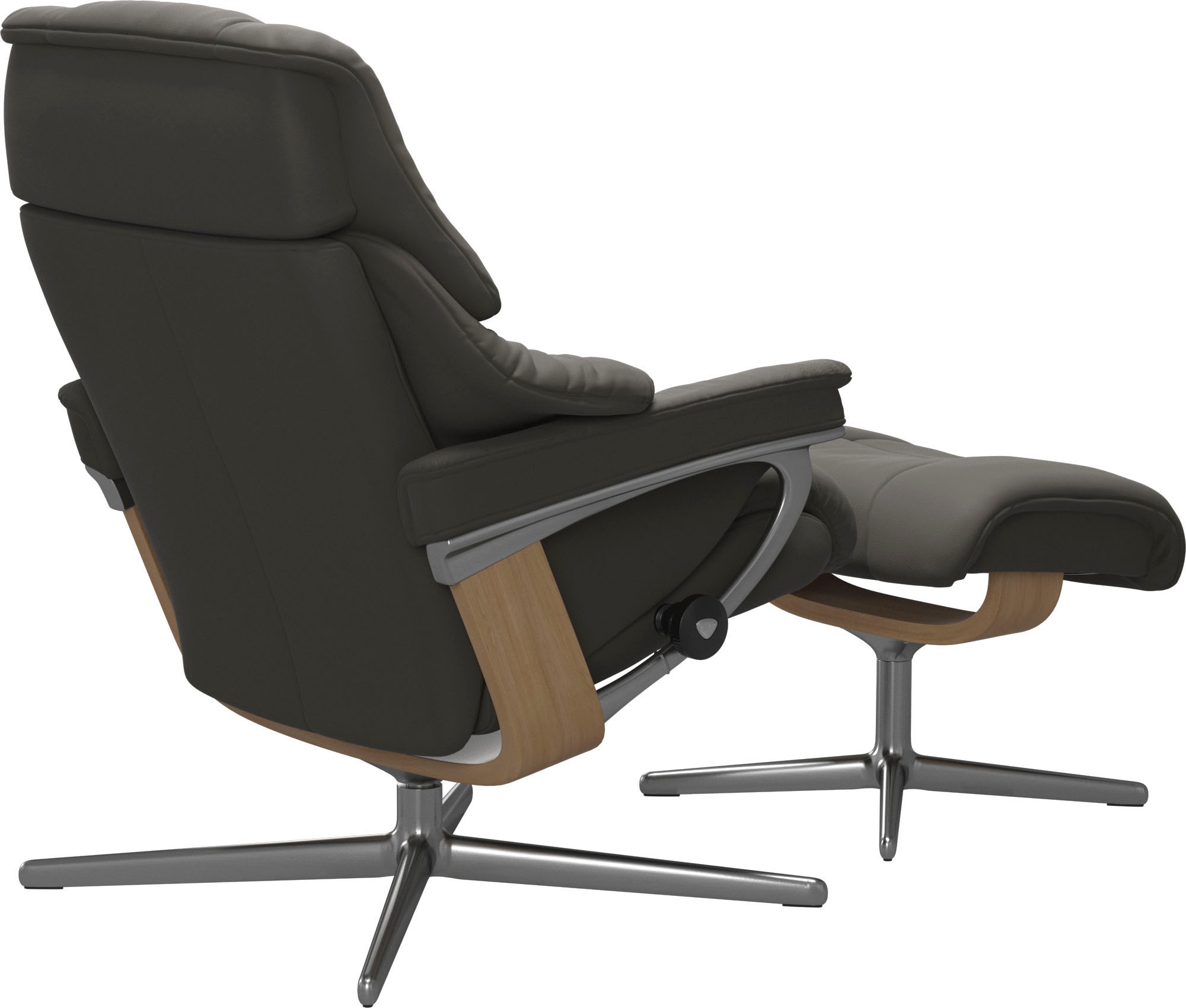 Stressless® Relaxsessel »Reno«, (Set, Relaxsessel mit Hocker), mit Hocker, mit Cross Base, Größe S, M & L, Holzakzent Eiche