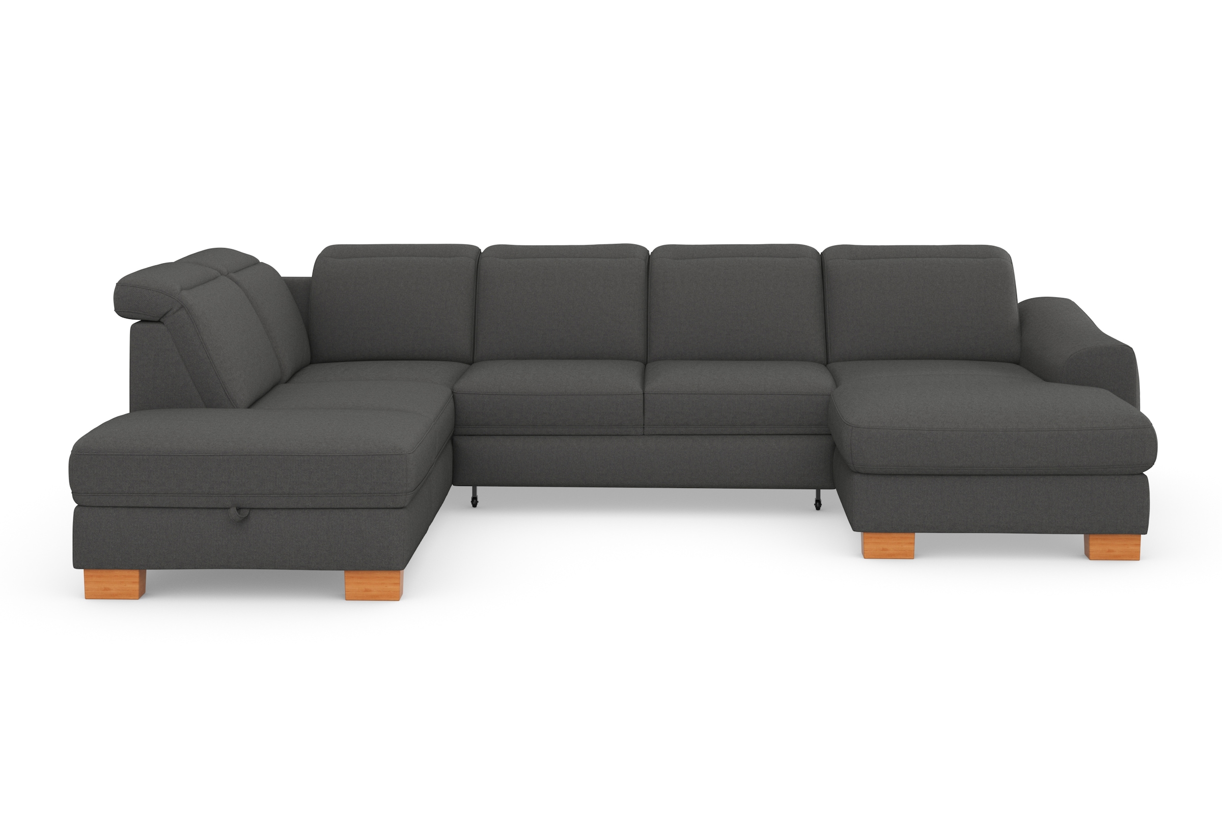 sit&more Wohnlandschaft »Dundee U-Form«, mit Federkern und Massivholzfüßen, wahlweise mit Kopfteilverstellung