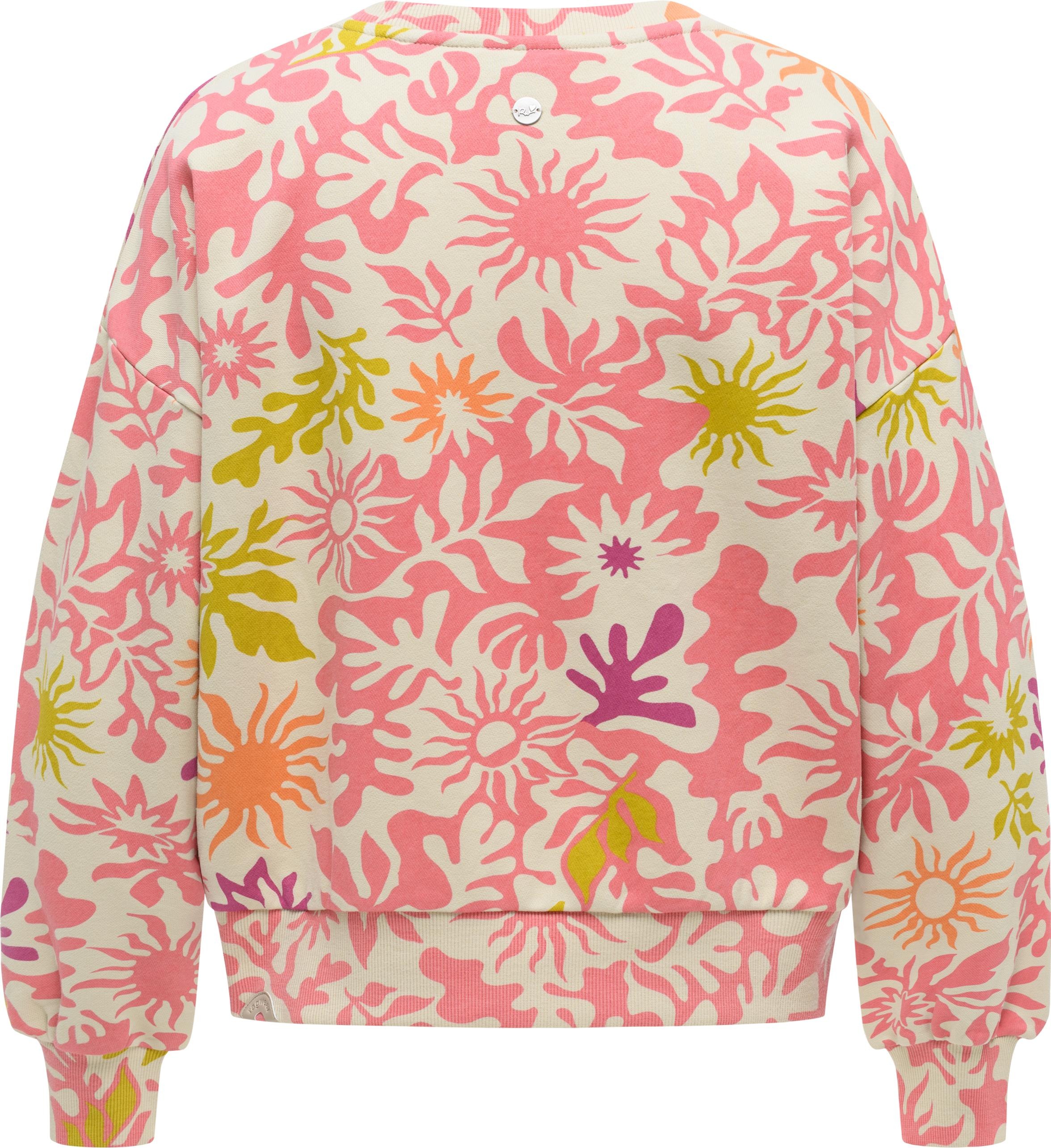 Sweater RAGWEAR "Wuss Print", Damen, Gr. XL (42), hellpink, Material: 70% Baumwolle, 30% Polyester, oversize hüftlang, Rundhals, Ärmel ohne Ärmelschlitz Rippbündchen, Sweatshirts Sweater, lässiges oversized Damen Sweatshirt mit Allover-Print 2