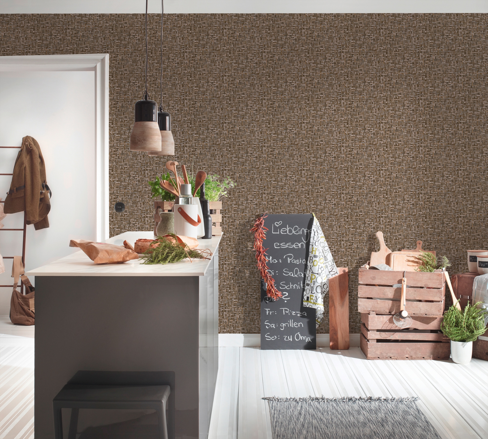 Architects Paper Vliestapete »Jungle Chic«, Flechtoptik-gemustert-Motiv, Tapete Holzoptik Tapeten Wohnzimmer Schlafzimmer Küche Flur Design