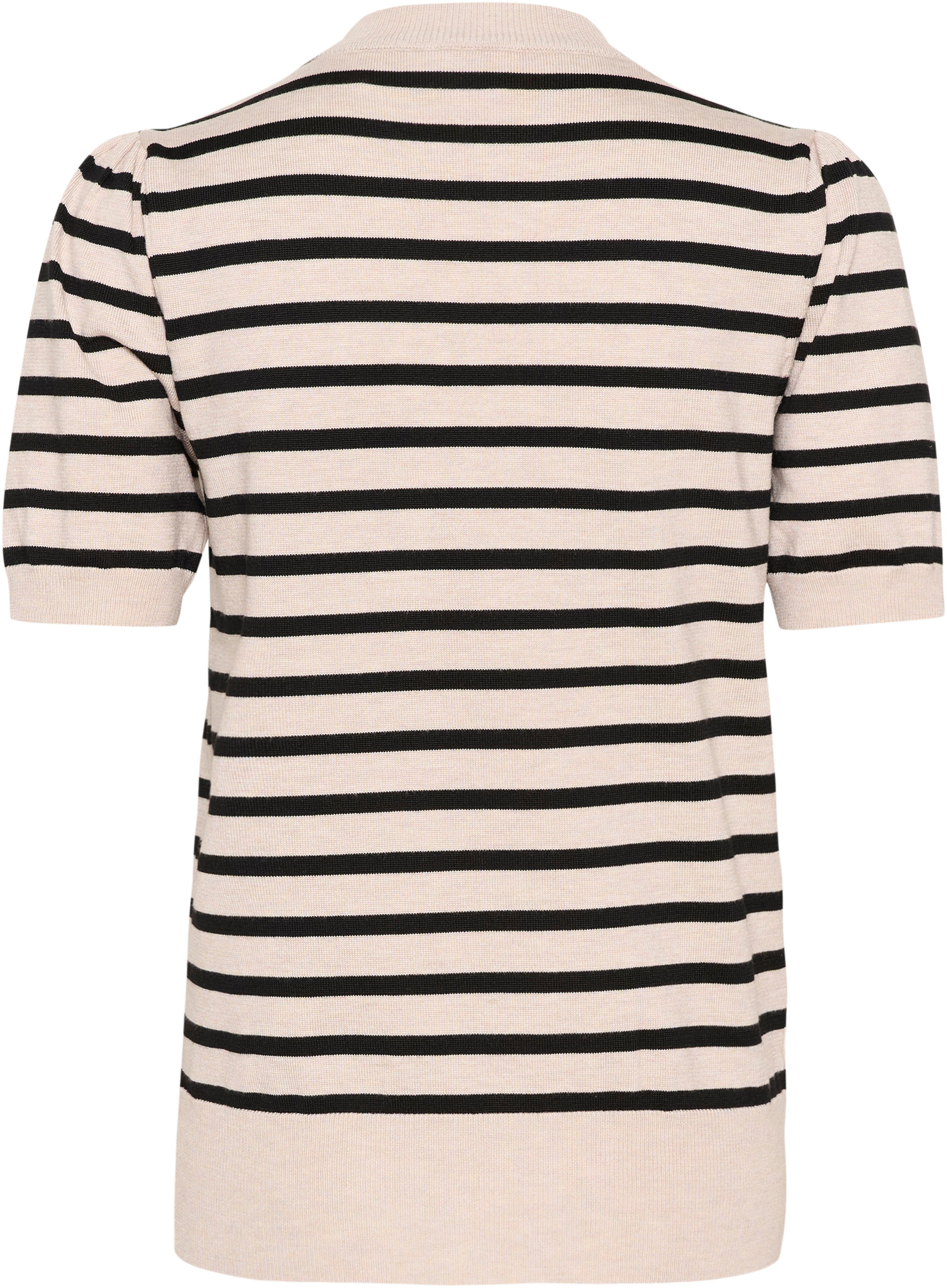 Kurzarmpullover SAINT TROPEZ "MilaSZ SS Striped", Damen, Gr. XS, beige (gray morn mila stripe), Strick, Obermaterial: 80% Viskose, 20% Polyacryl, gestreift, regular fit normal, Rundhals, Pullover 3