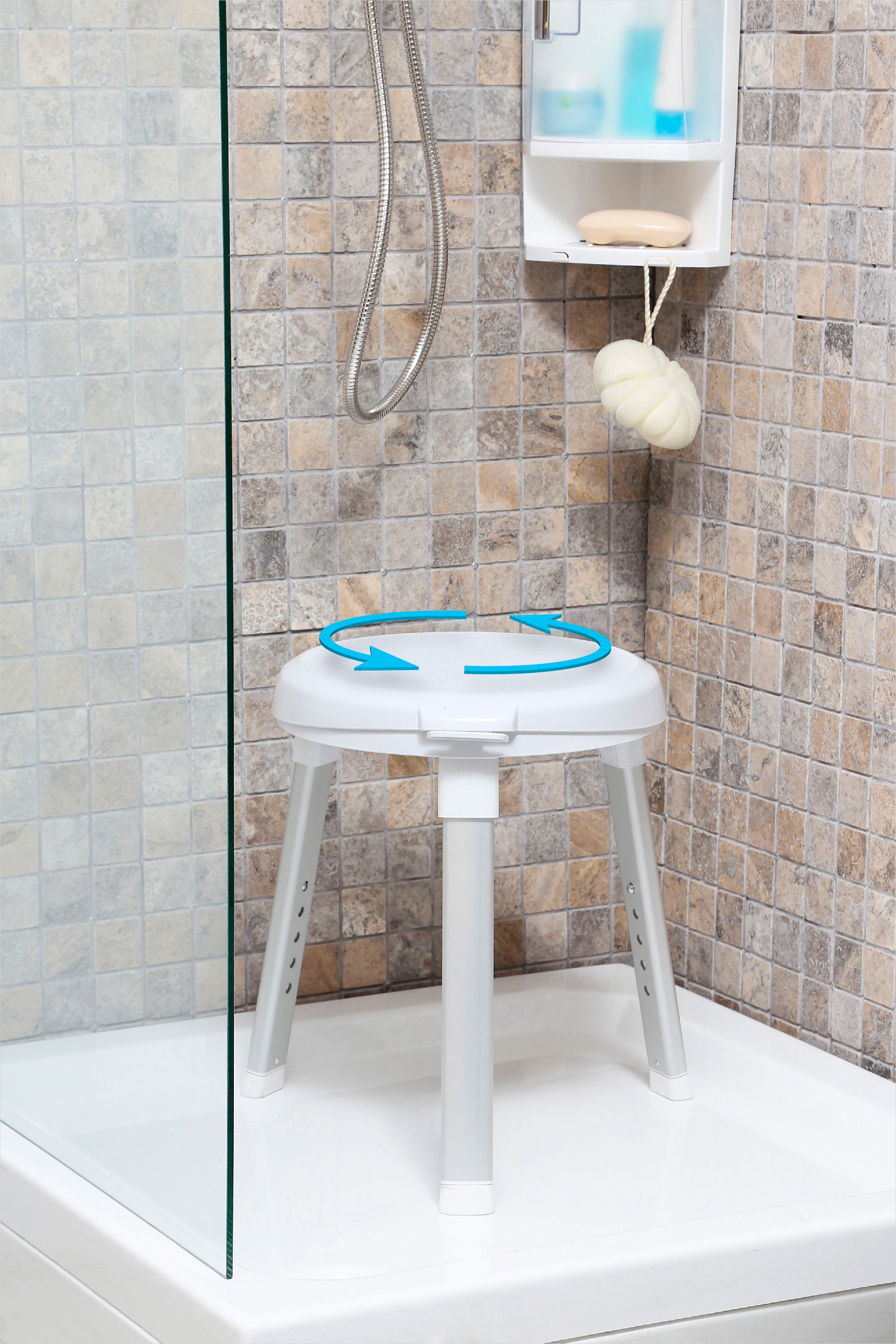 Thumbnail - Bischof Dusch- und Badhocker "Rotate 1.0" belastbar bis 150 kg TÜV/GS geprüft, drehbare Sitzfläche und Ablage, höhenvers...