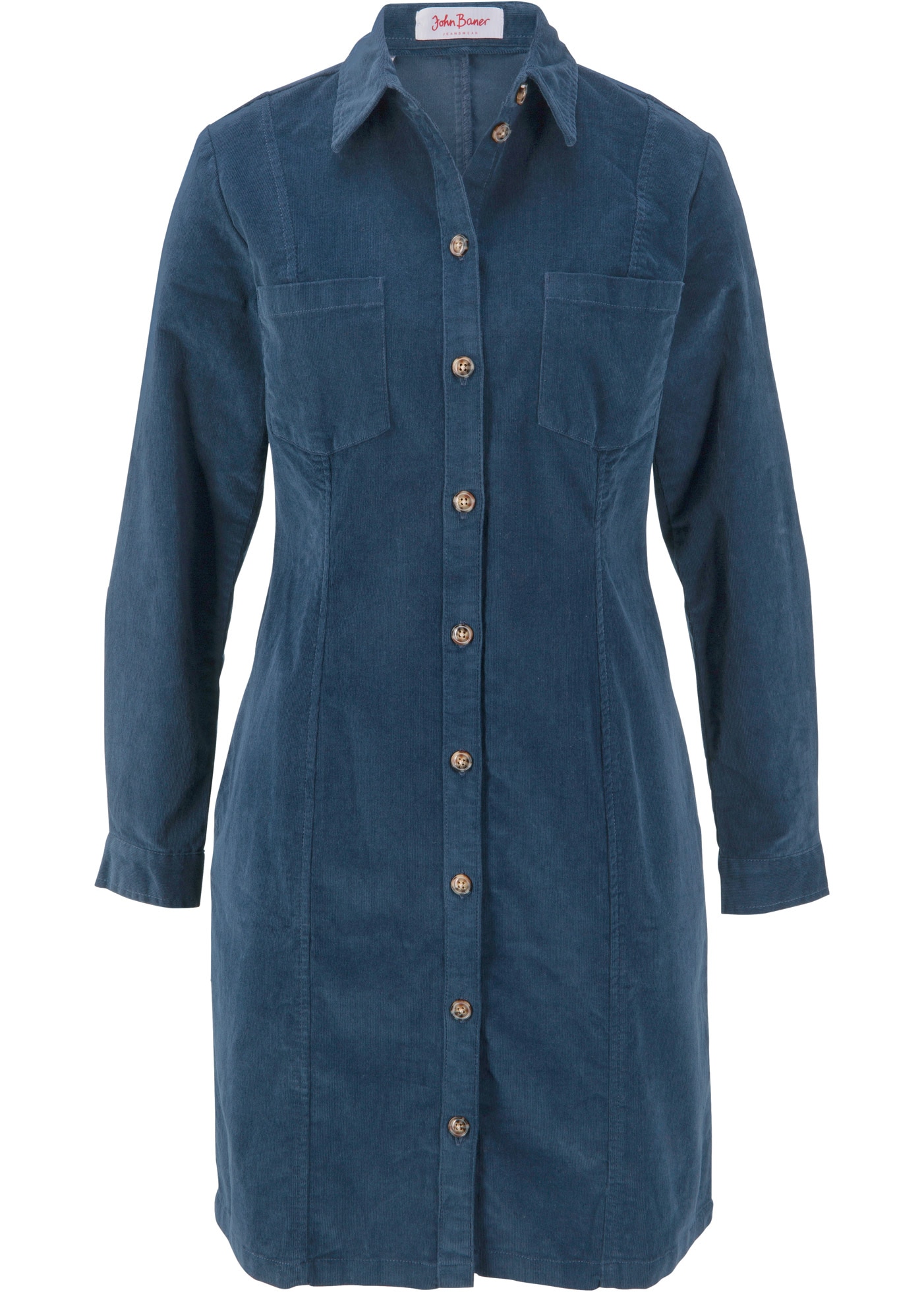 bonprix Hemdblusenkleid Brusttaschen für Alltag, aus Baumwolle und Elasthan, mit Knopfleiste