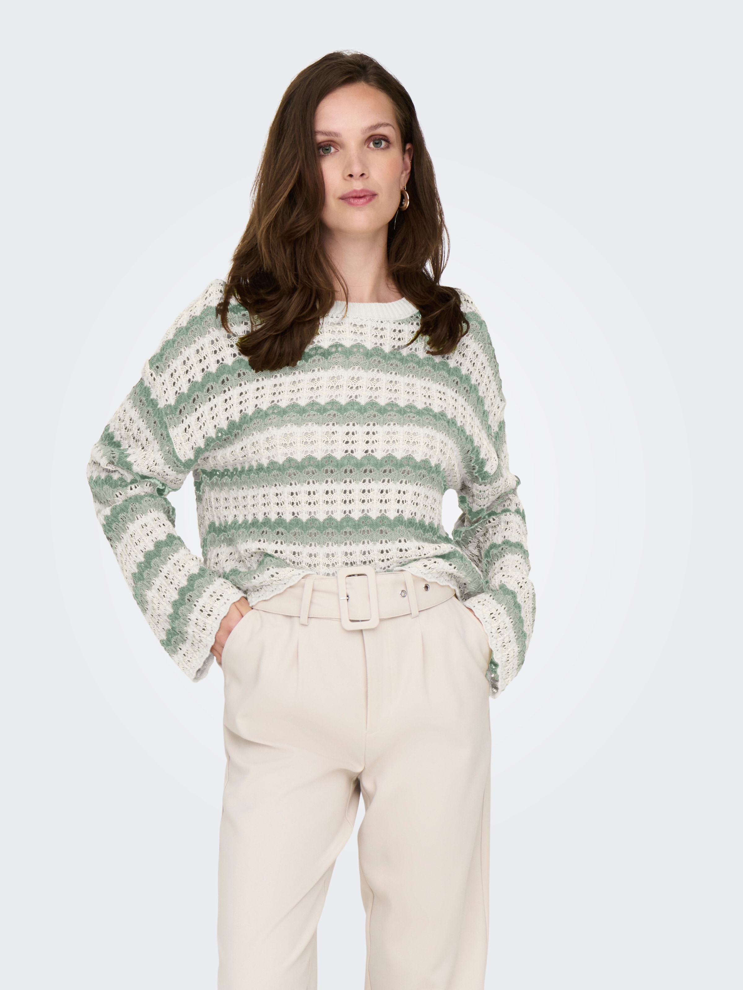 ONLY Rundhalspullover "ONLASA LS SHORT O-NECK CC KNT" günstig online kaufen