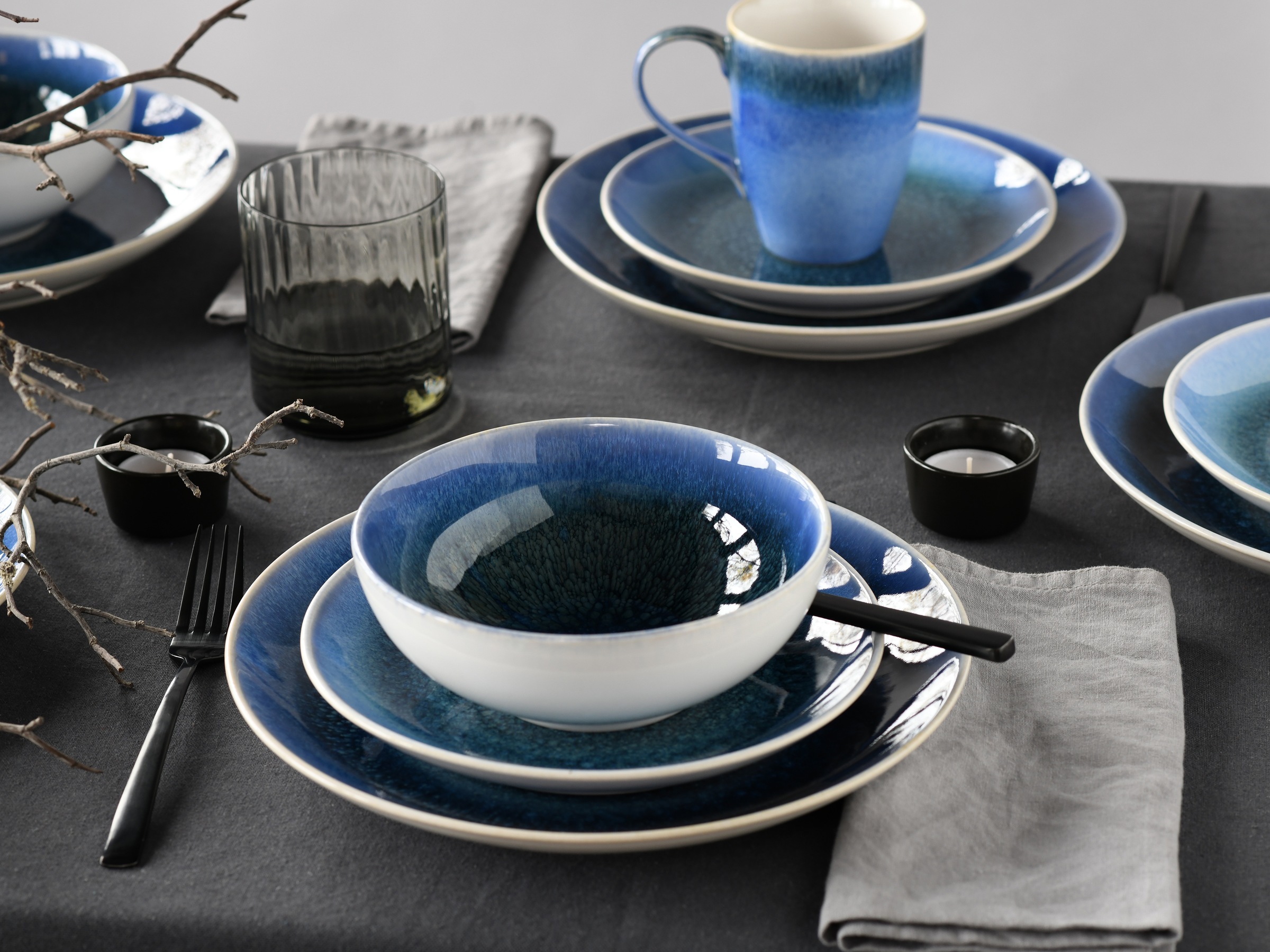 CreaTable Kombiservice »Caldera, Kombi-Service, 16-tlg«, (Set, 16 tlg.), Reaktivglasur