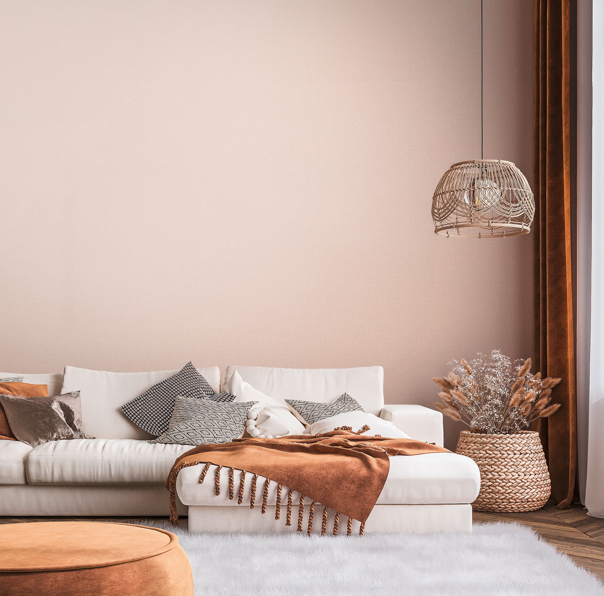 living walls Vliestapete »Famous Garden einfarbige Tapete Unitapete Struktur-Optik Landhaus«, matt, Vliestapete einfarbig für Schlafzimmer Küche Wohnzimmer Uni Design
