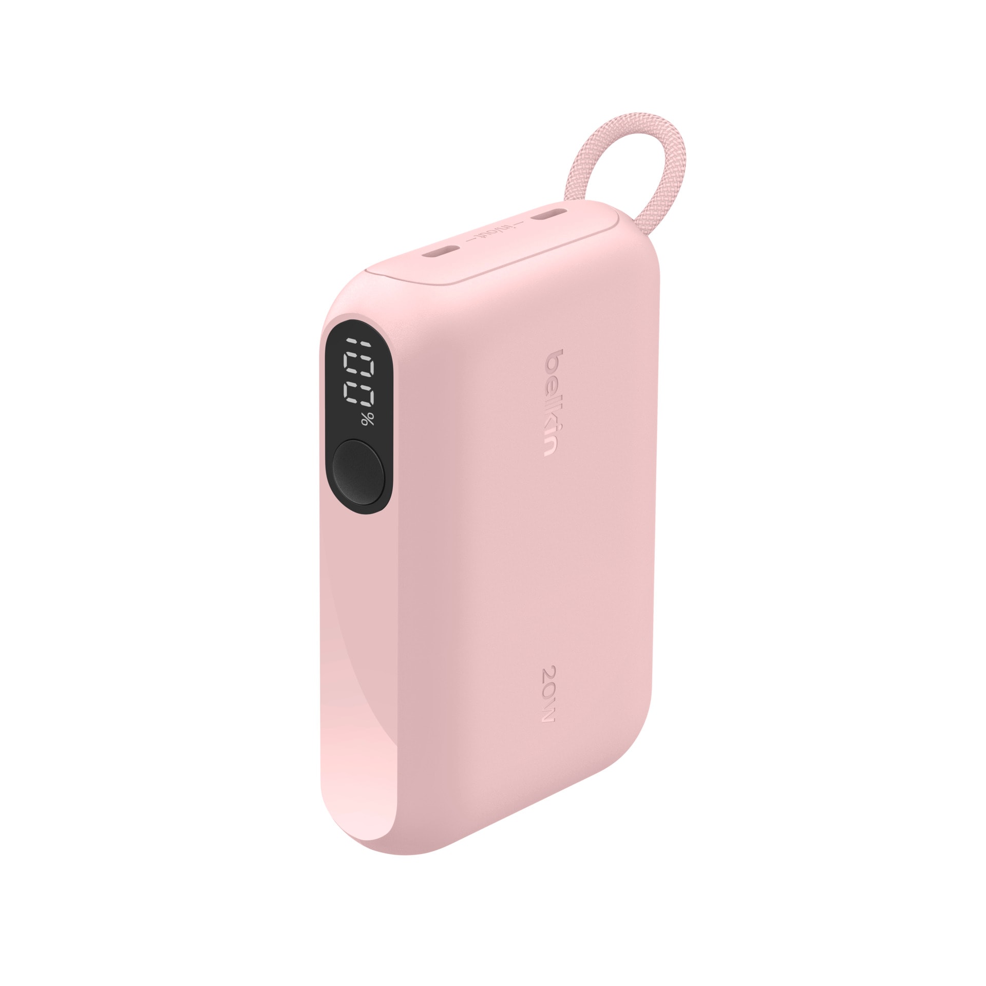 BELKIN Powerbank "BoostCharge Powerbank 10K mit Display", 3,7 V 10.000mAh, rosa, Akkumulatoren