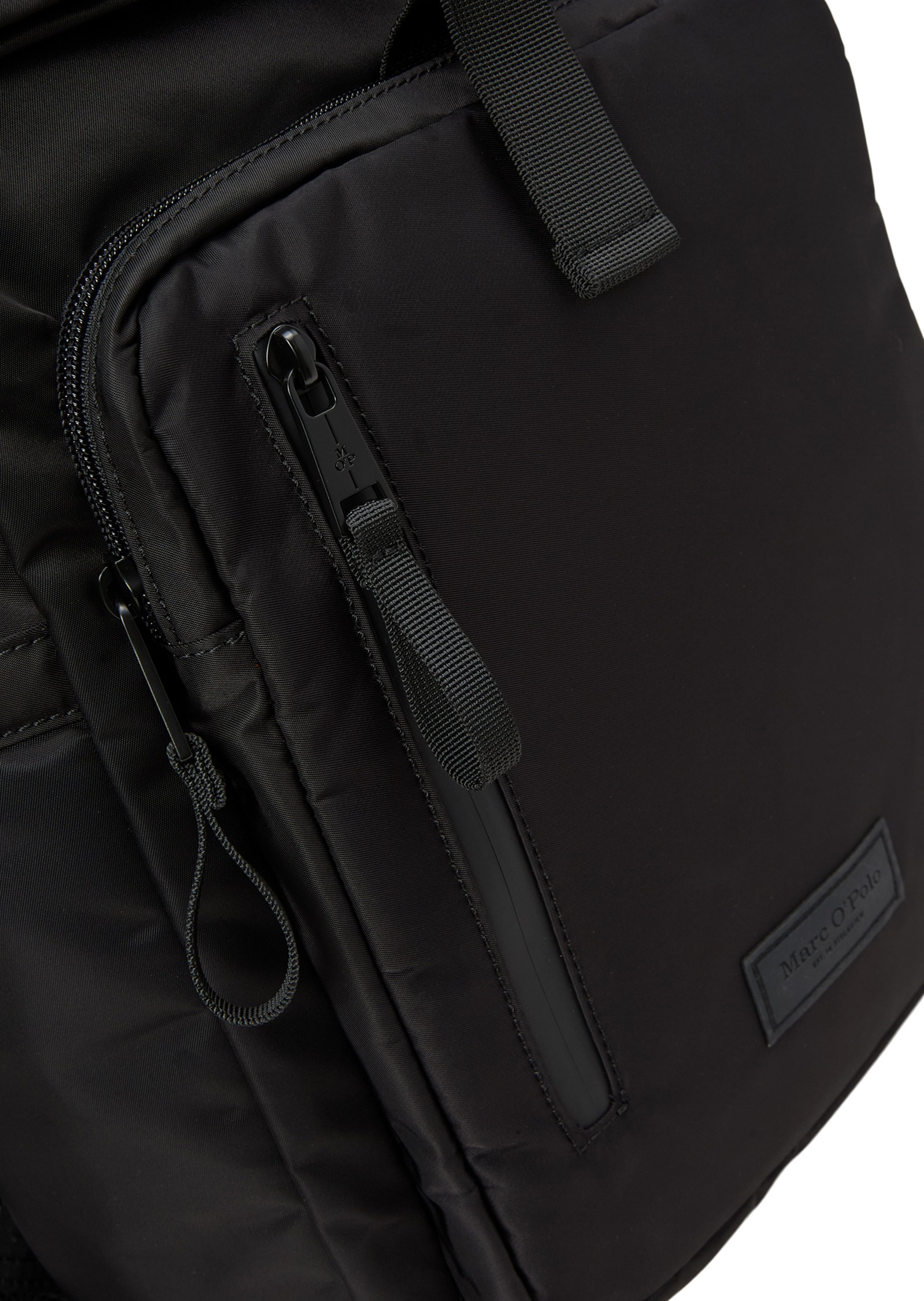 Rucksack MARC O'POLO "aus wasserabweisendem Recycling-Material", Herren, Gr. B/H/T: 38cm x 52cm x 11cm, schwarz, Polyamid, unifarben, Rucksäcke Rucksack 2