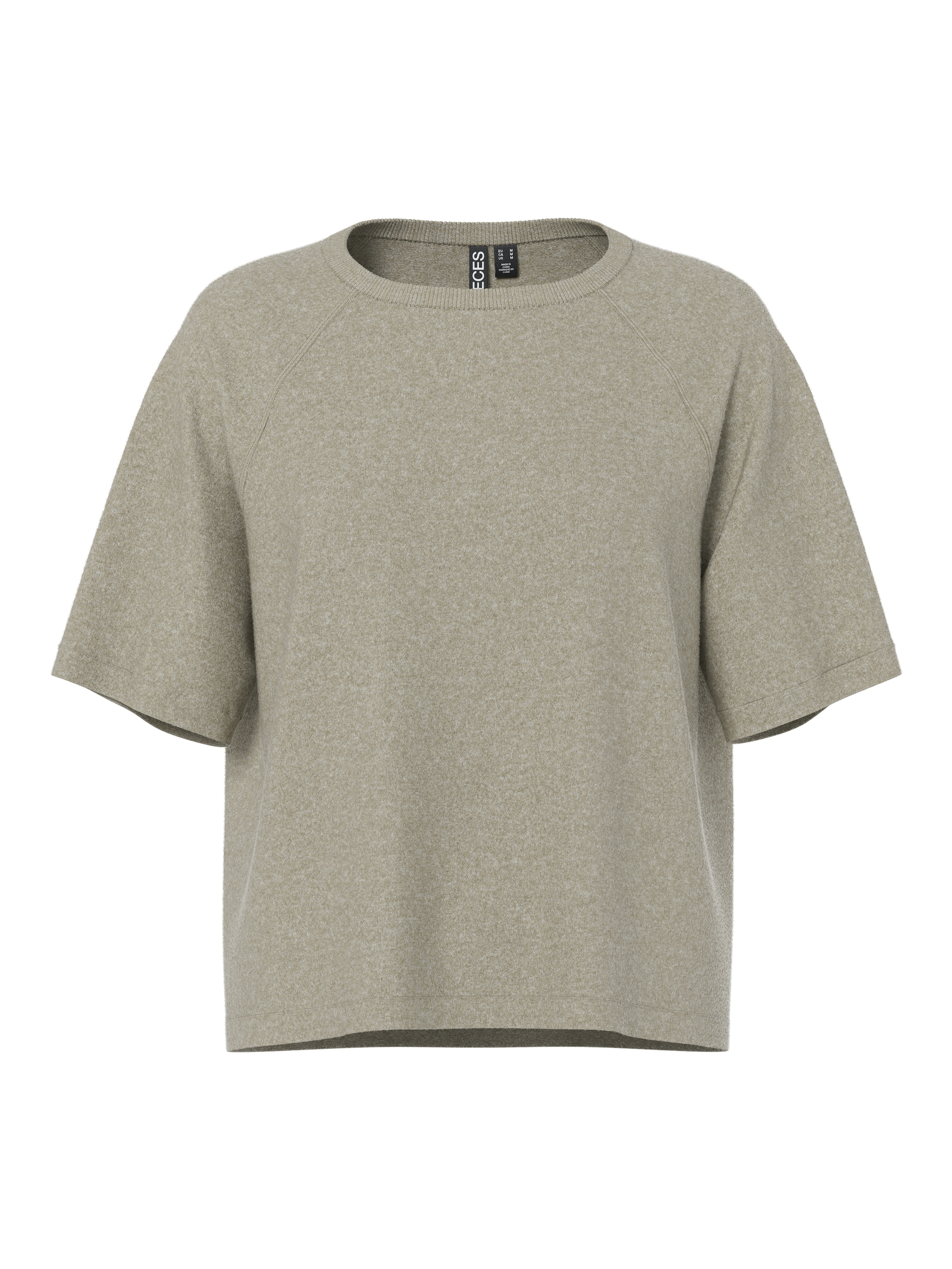 pieces Kurzarmpullover »PCBREE SS O-NECK KNIT NOOS BC« Materialmix, regular fit