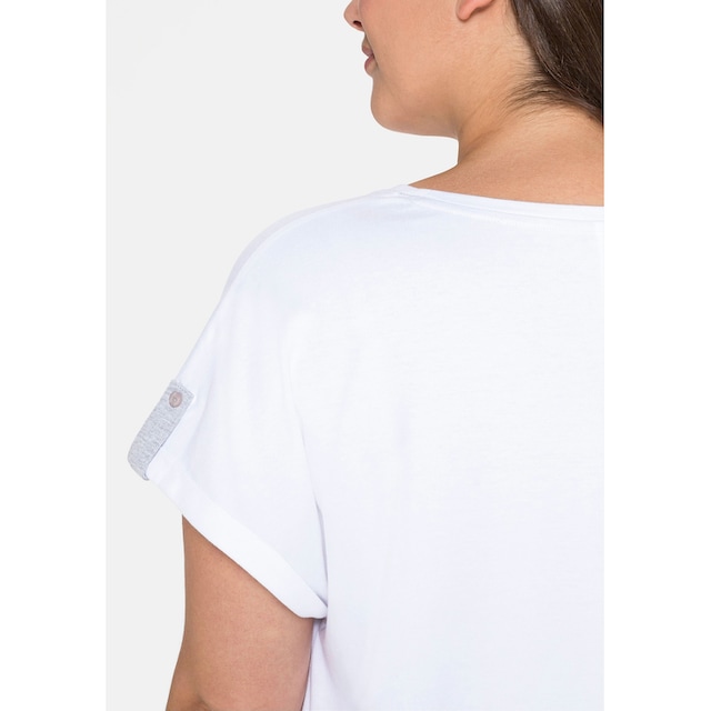 Sheego T-Shirt »Große Größen«, mit Turn-up-Ärmel und Rückenfalte kaufen |  BAUR