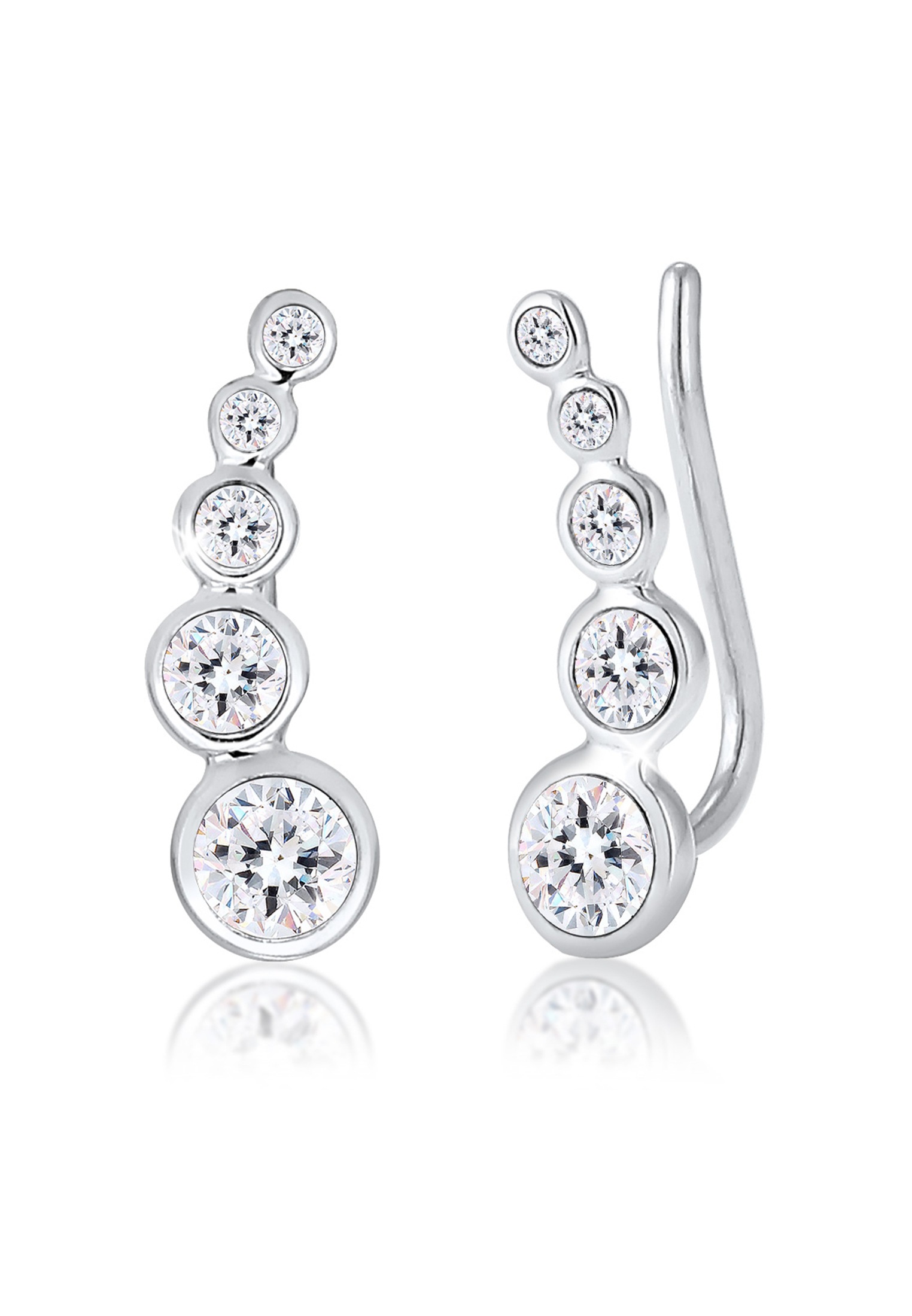 Paar Ohrstecker ELLI "Ohrklemme Earclimber, mit Kristallen von Swarovski", silber, Ohrringe, Damen, onesize,mit Steinen, Silber 925 (Sterlingsilber)
