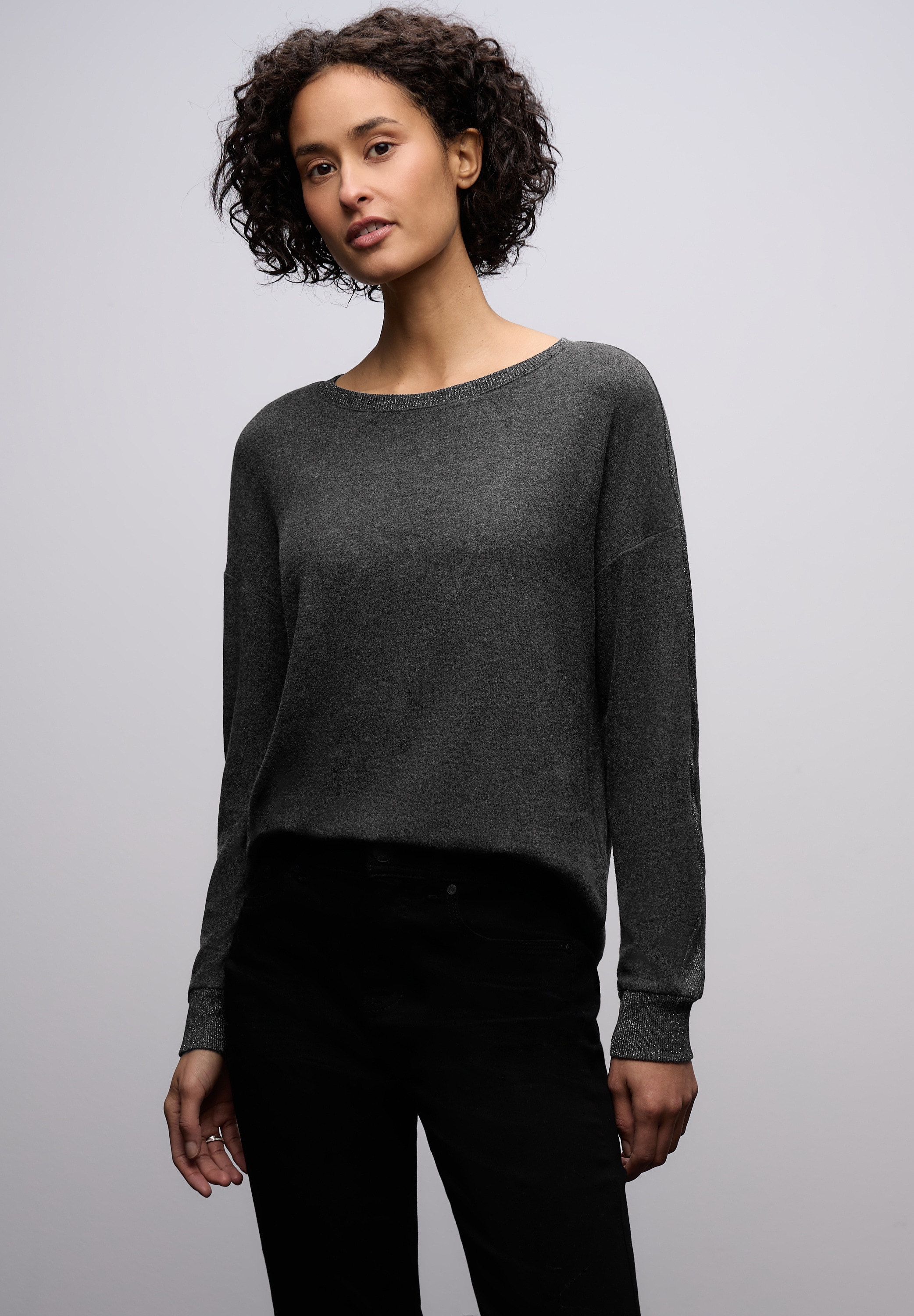 STREET ONE Langarmshirt mit Glitzerdetails günstig online kaufen