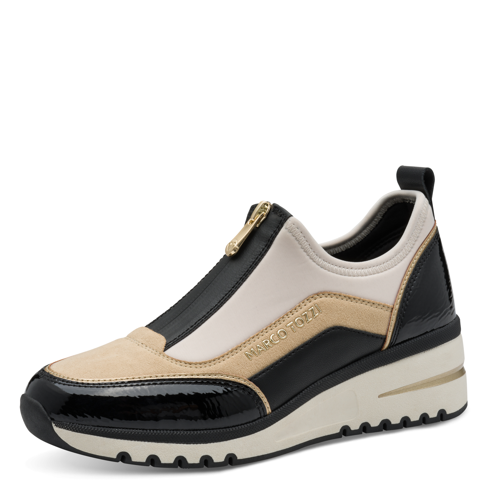 MARCO TOZZI Slip-On Sneaker, Keilabsatz, Halbschuh, Freizeitschuh mit Front-Reißverschluss