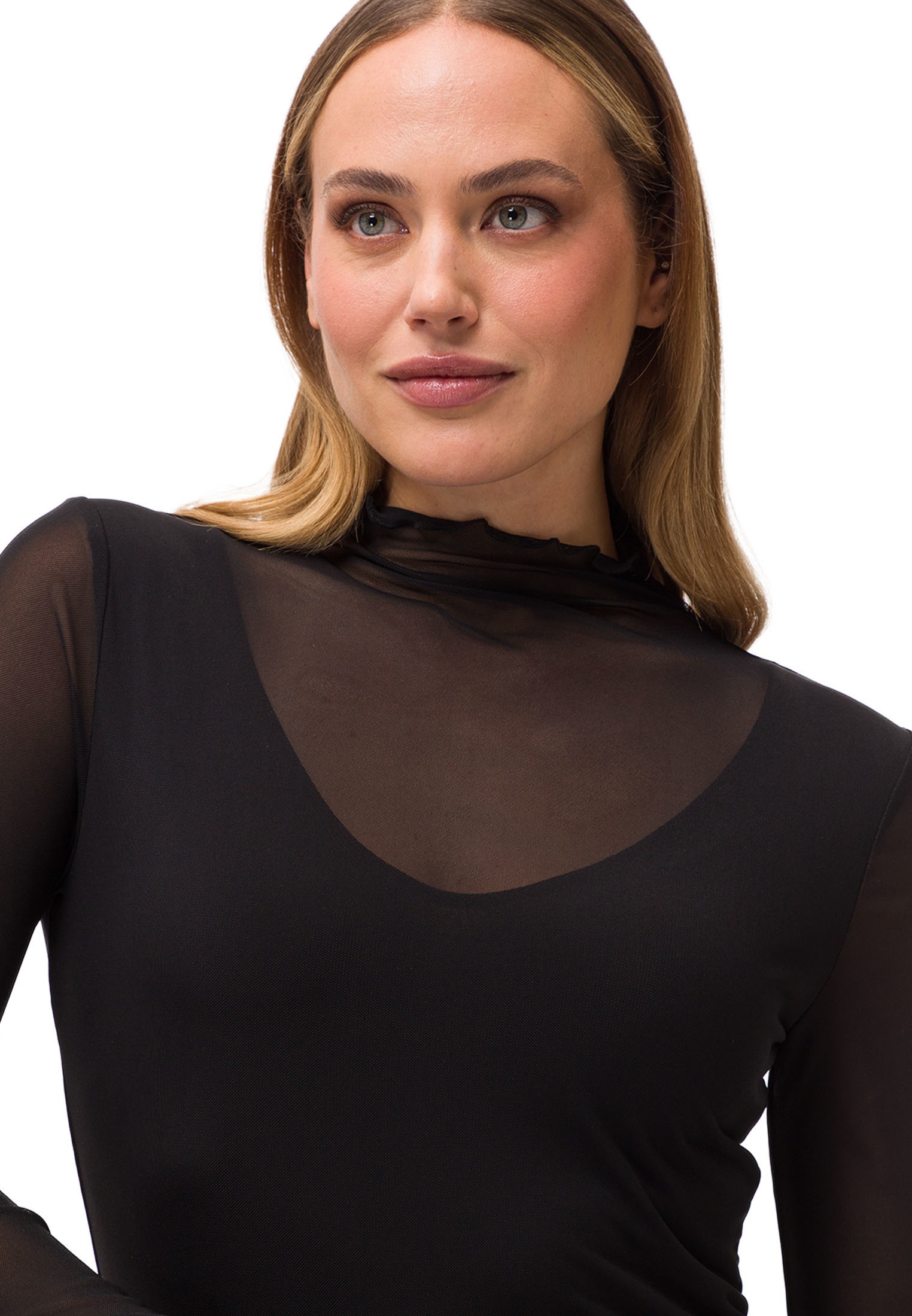 Zero Kurzarmshirt »zero Body mit transparenten Ärmeln«, (1 tlg.), Rüschen