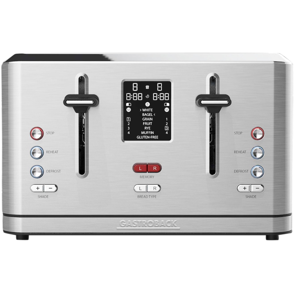 Gastroback Toaster »42396 Design Digital 4S«, 4 kurze Schlitze, für 4 Scheiben, 1900 W