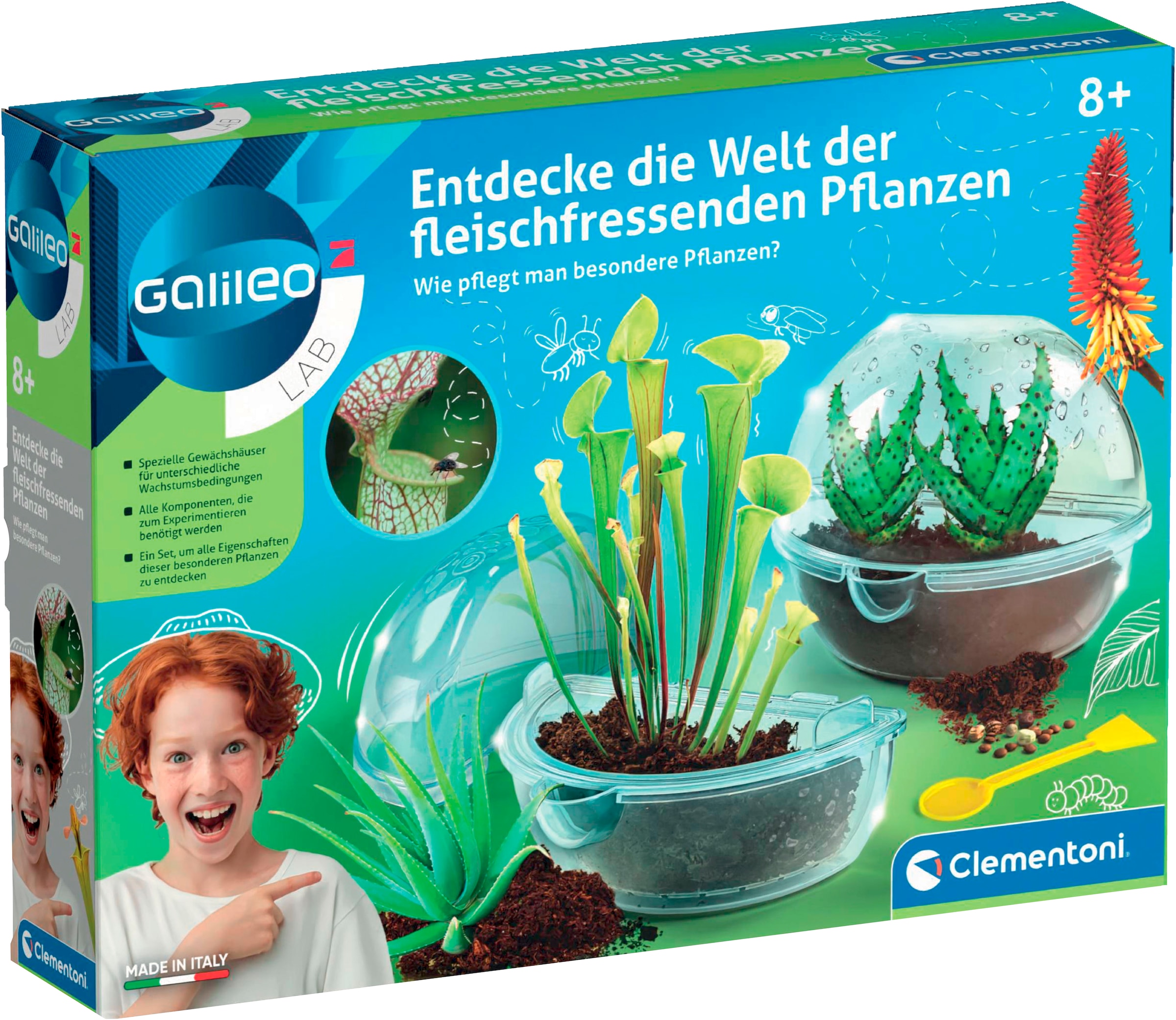 Clementoni® Experimentierkasten »Galileo, Entdecke die Welt der fleischfressenden Pflanzen«, Made in Europe