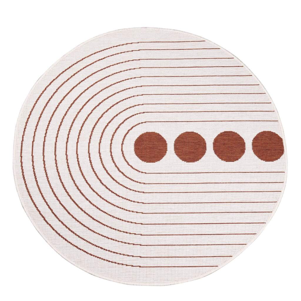 Carpet City Outdoorteppich »DUO RUG 5739«, rund, 5 mm Höhe, Wendeteppich Wetterfest In- & Outdoor, Balkon, Terrasse, Wohnzimmer