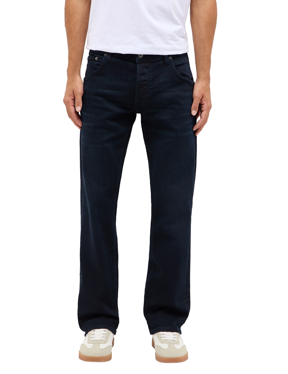 Straight-Jeans MUSTANG "Herren Style Michigan Straight", Herren, Gr. 32, Länge 34, blau (983 dunkelblau), Denim/Jeans, 98% Baumwolle, 2% Elasthan, unifarben, straight fit, Jeans Straight-Jeans