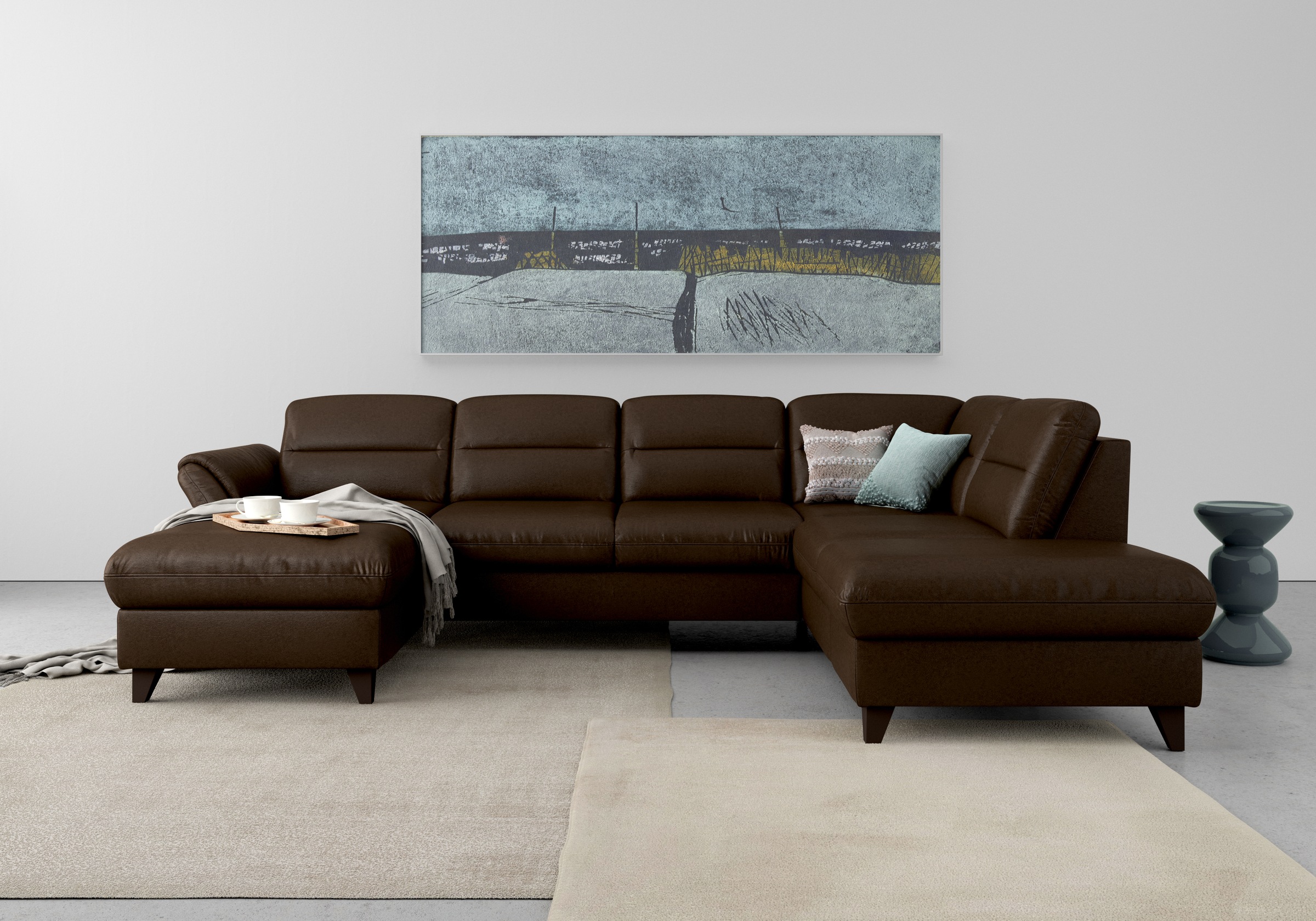 sit&more Wohnlandschaft "Mellum U-Form" Federkern, wahlweise mit Schlaffunktion, Stauraum und Armteilfunktion