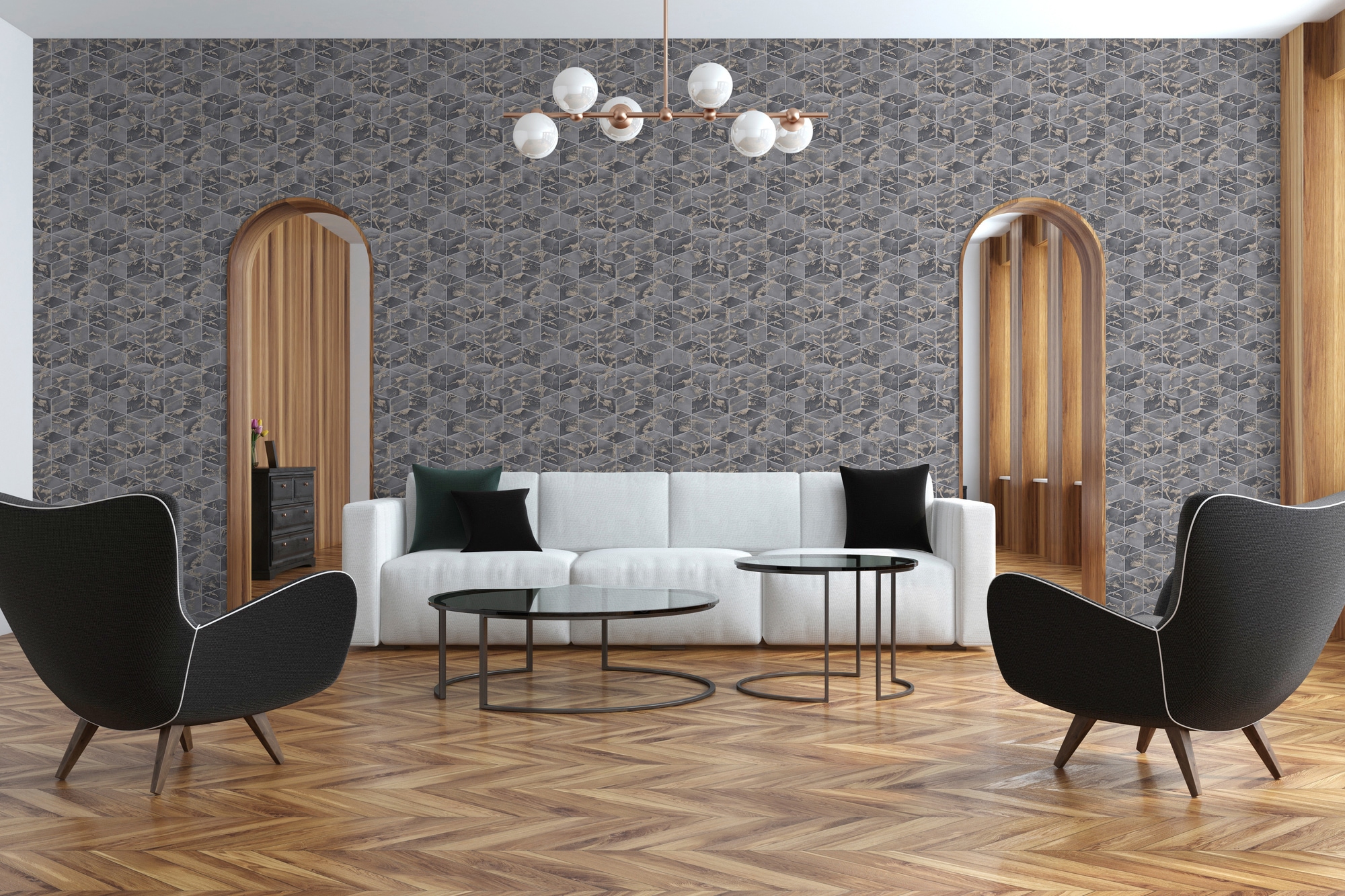 living walls Vliestapete »Metropolitan Stories, Alena St. Petersburg«, 3D-Optik-geometrisch, Tapete Geometrisch Tapeten Wohnzimmer Schlafzimmer Küche Design Optik