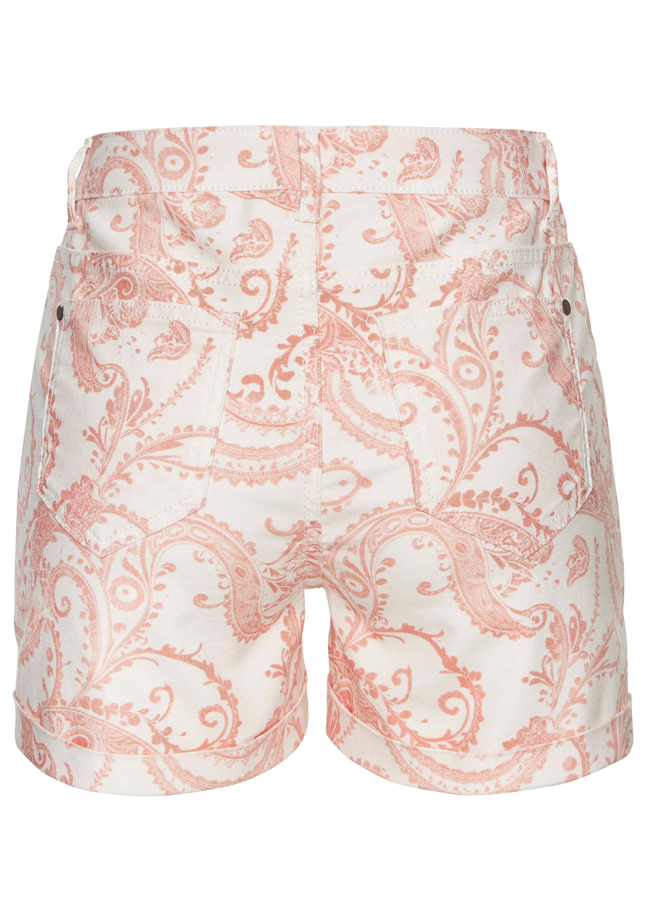 LASCANA Jeansshorts, mit Paisley-Print, Bermudas zum Krempeln, kurze Hose mit Stretch