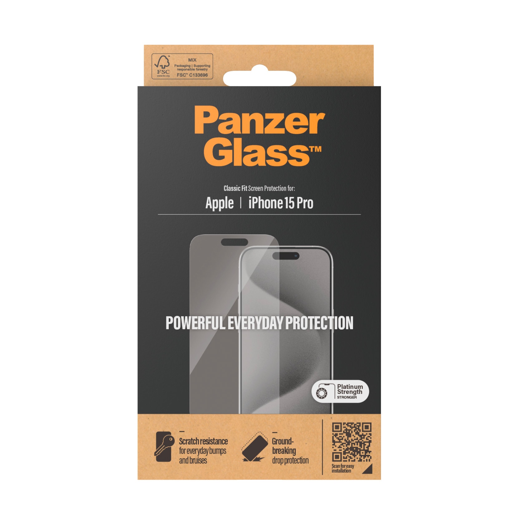 PanzerGlass Displayschutzglas »Screen Protector Glass«, für iPhone 15 Pro, Classic Fit