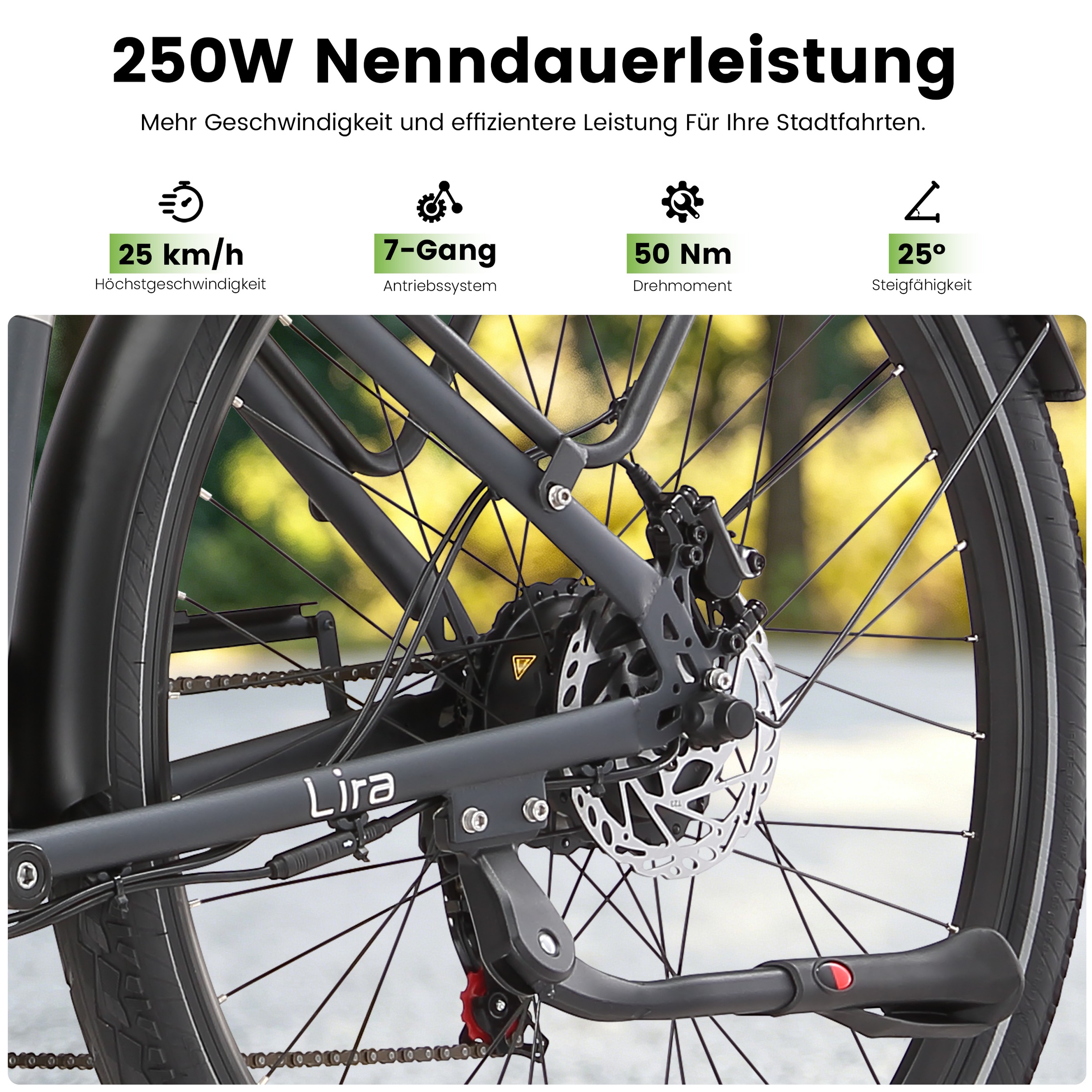 Maxtron »Maxtron Lira 28" City-E-Bike« 7 Gang Shimano Kettenschaltung Heckmotor 250 W (mit integr. Akku), Elektrofahrrad für Alltag und Einkauf