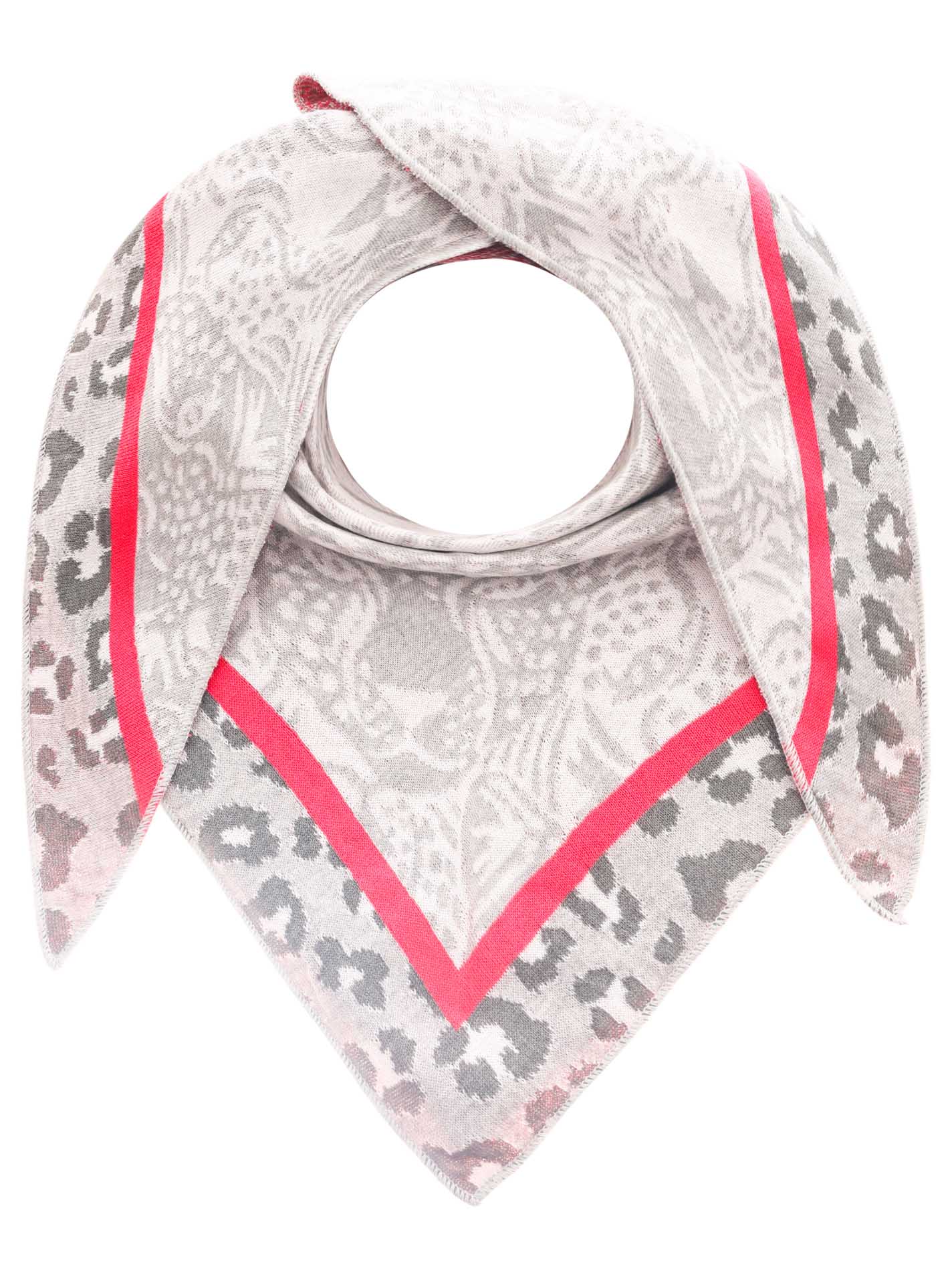 Thumbnail - Zwillingsherz Modetuch "Dreieckstuch BW "Angry Leo"" mit Leo-Kopf und auffälligem Leo Muster