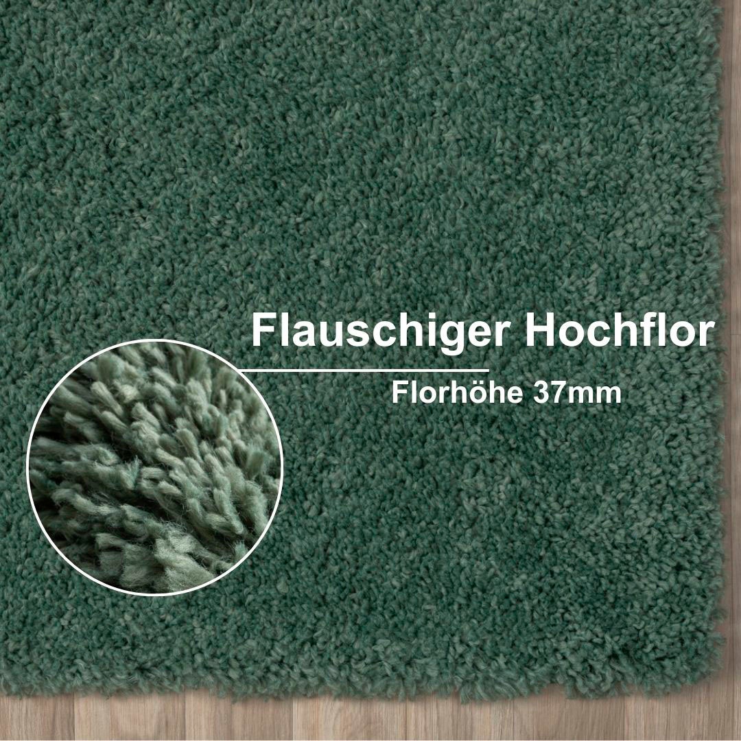my home Hochflor-Bettumrandung »Banji«, (3 tlg.), Uni Farben, weich und flauschig, auch als Läufer & in rund erhältlich