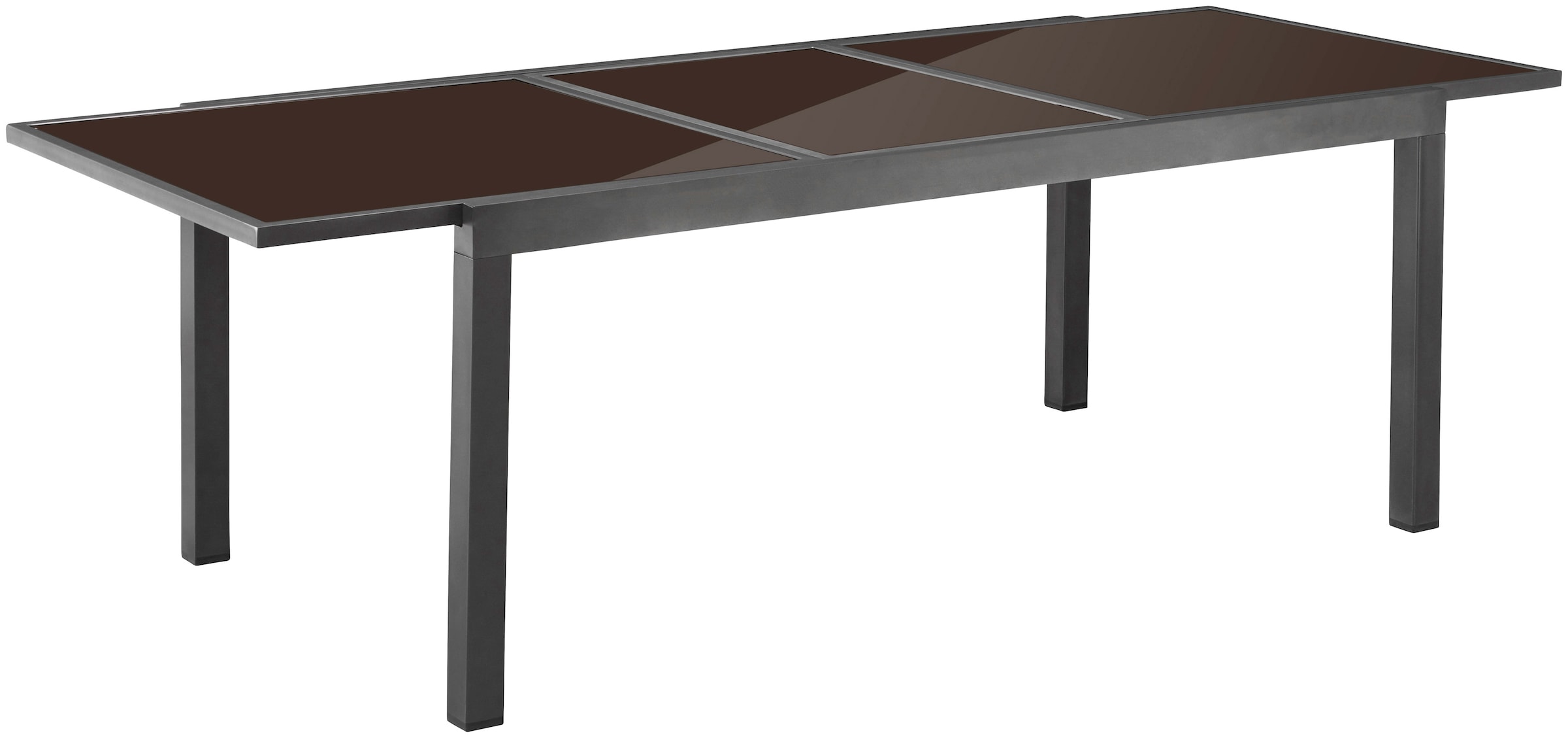 MERXX Garten-Essgruppe »Amalfi, TOPSELLER!«, (9 tlg., 8 Stapelsessel, 1 Ausziehtisch 180(240)x100 cm), pulverbeschichtetes Aluminium, 100 % Polyester,für 8 Personen geeignet