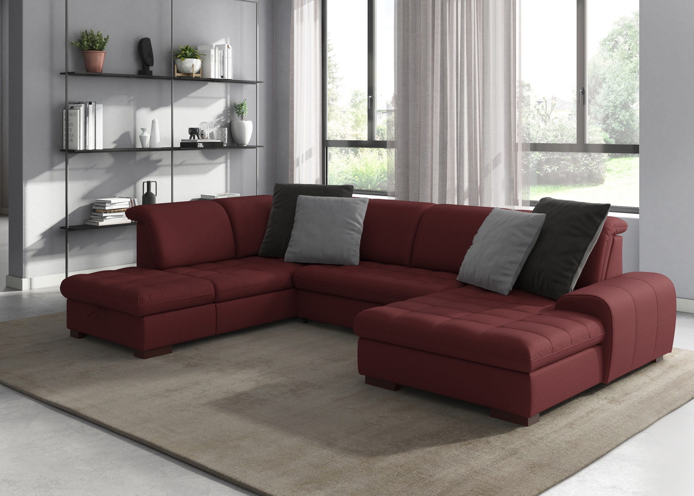 sit&more Wohnlandschaft "Luxor U-Form" wahlweise mit Schlaffunktion, Bettkasten und Kopfteilverstellung
