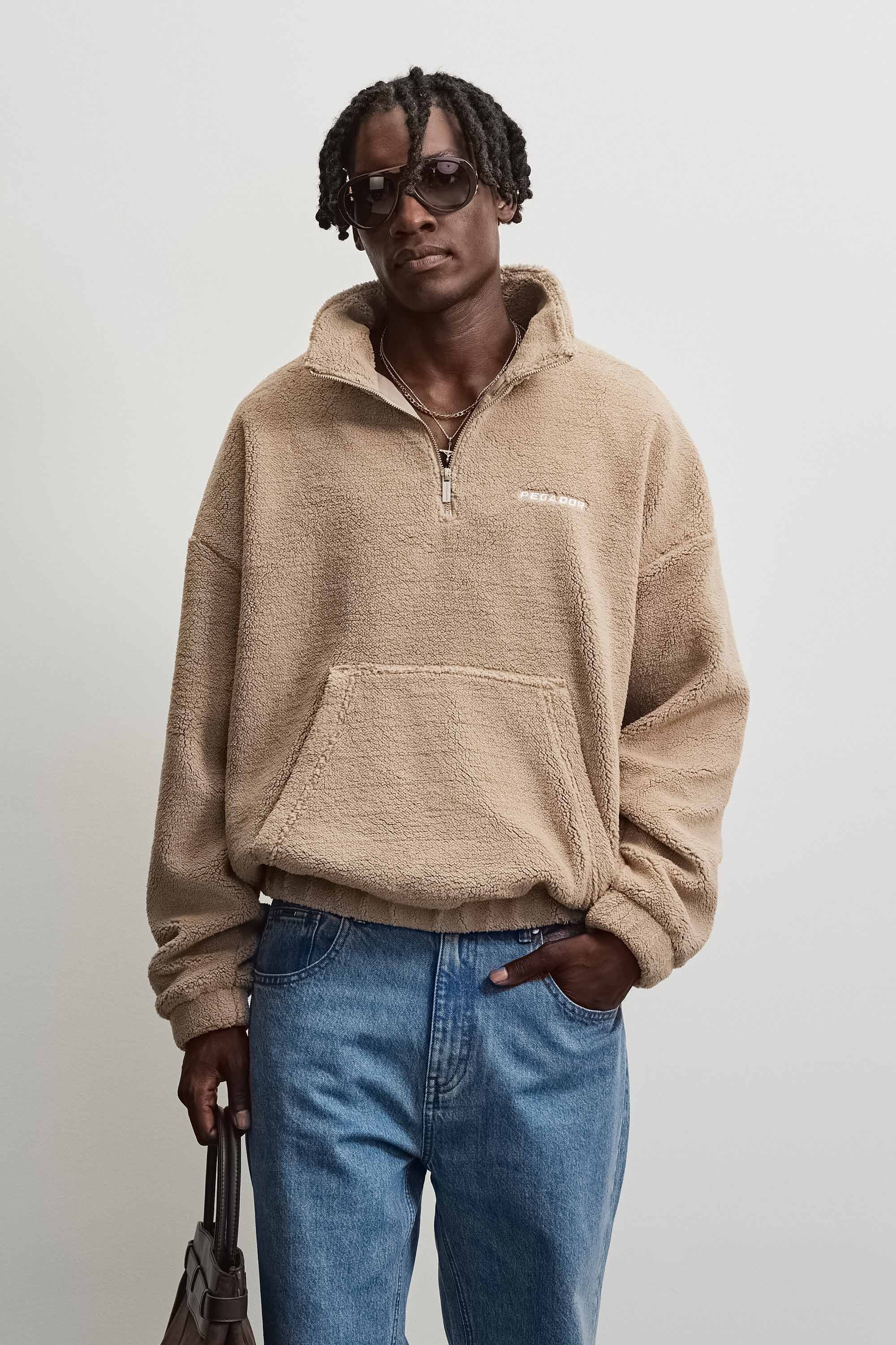 PEGADOR Sweatshirt »Puka Teddy Half Zip Sweater«, Kunstfaser, regular fit
