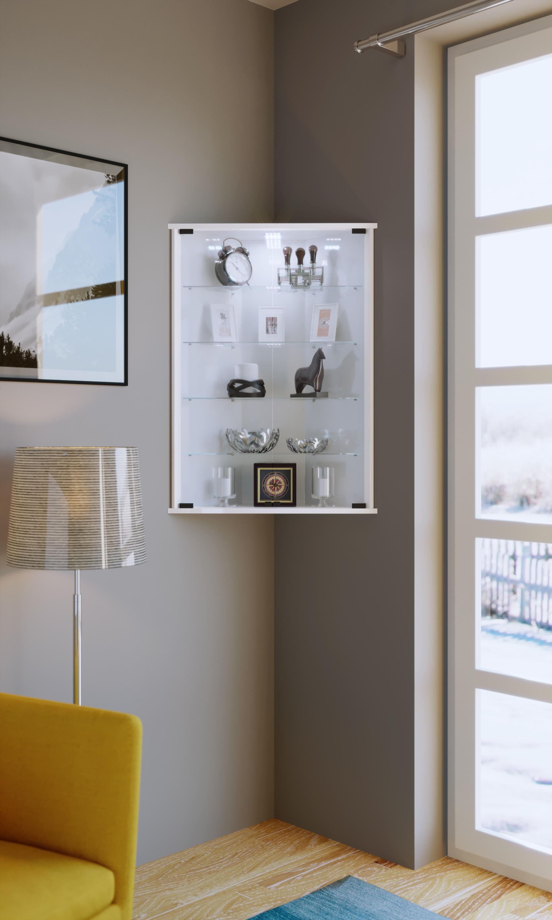 VCM Wandregal »Hängevitrine Wandvitrine Eckvitrine Vecko«