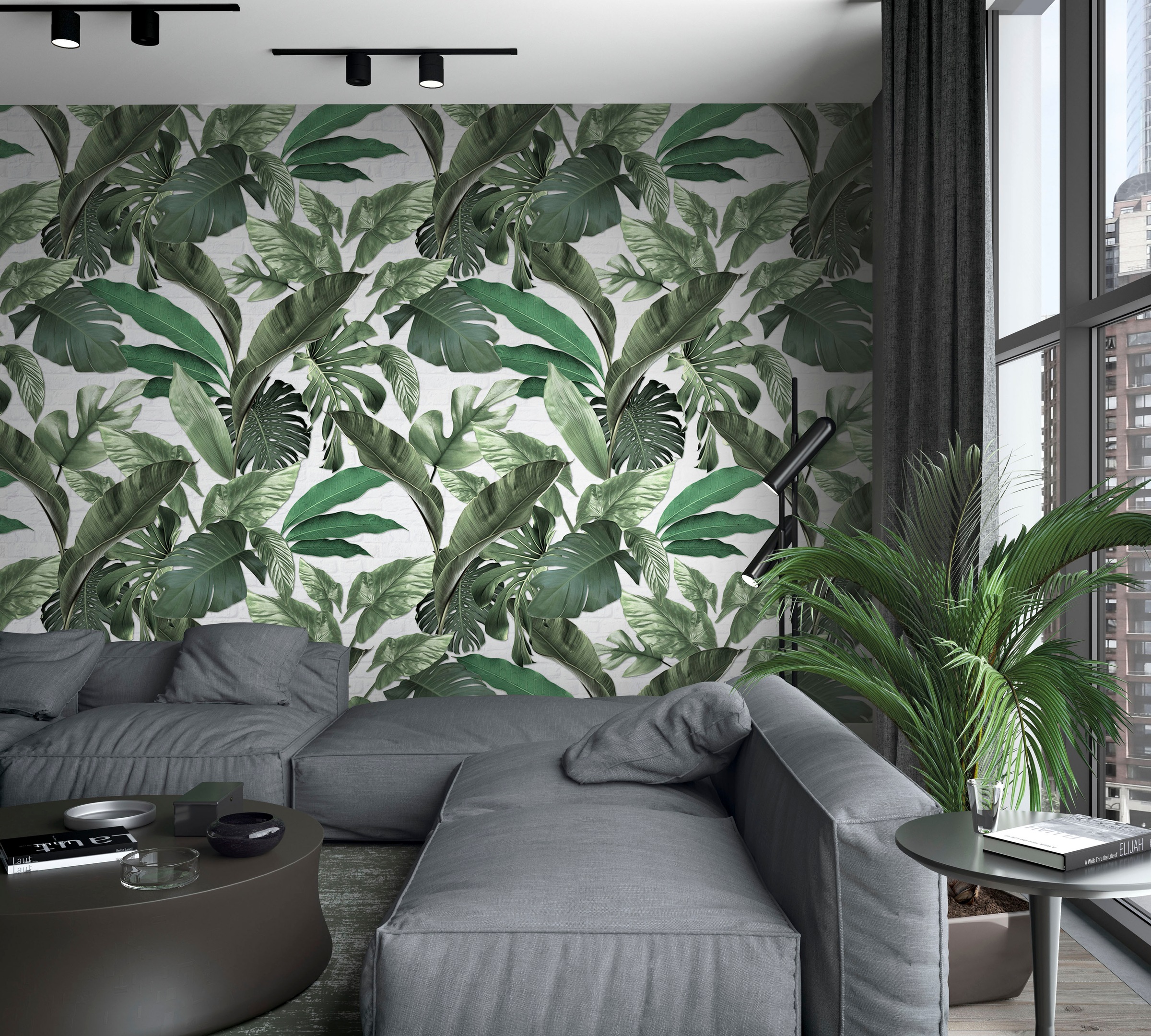 Marburg Fototapete "Leaves" Motiv botanisch texturiert moderne Tapete für Wohnzimmer Schlafzimmer Küche