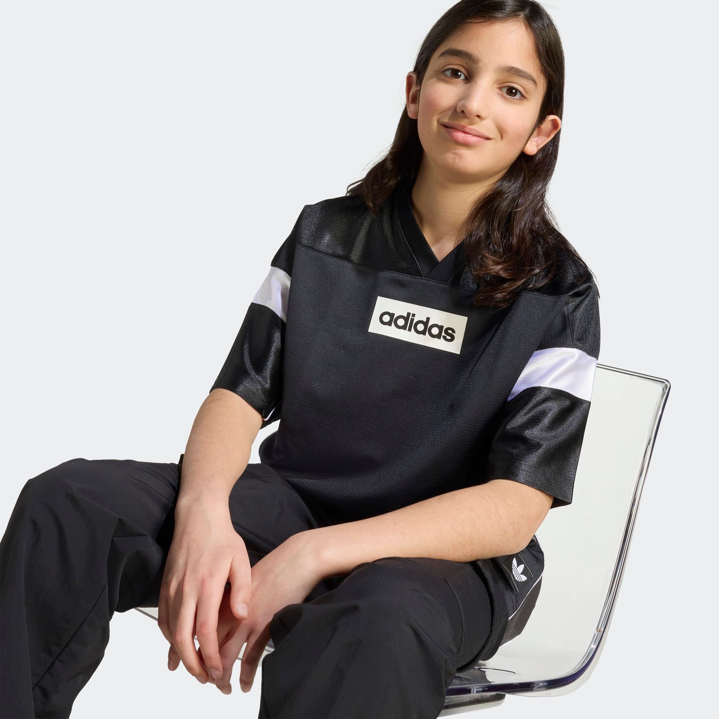 adidas Originals T-Shirt »JERSEY KIDS« sportlicher Stil, V-Ausschnitt, Oversize-Passform, aus Polyester