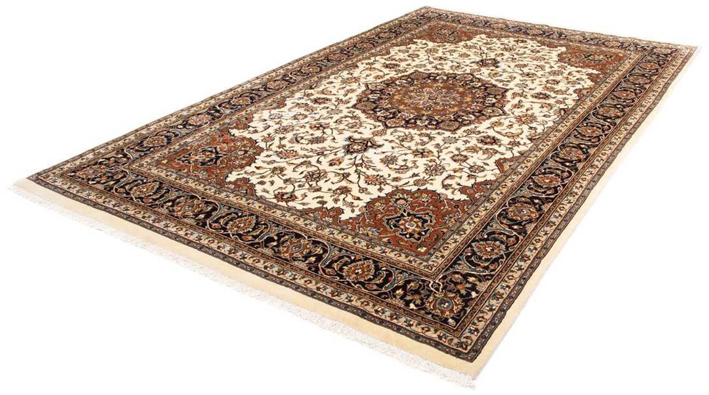 Wollteppich »Kaschmar Blumenmuster Beige 293 x 198 cm«, rechteckig, 10 mm Höhe, Unikat...