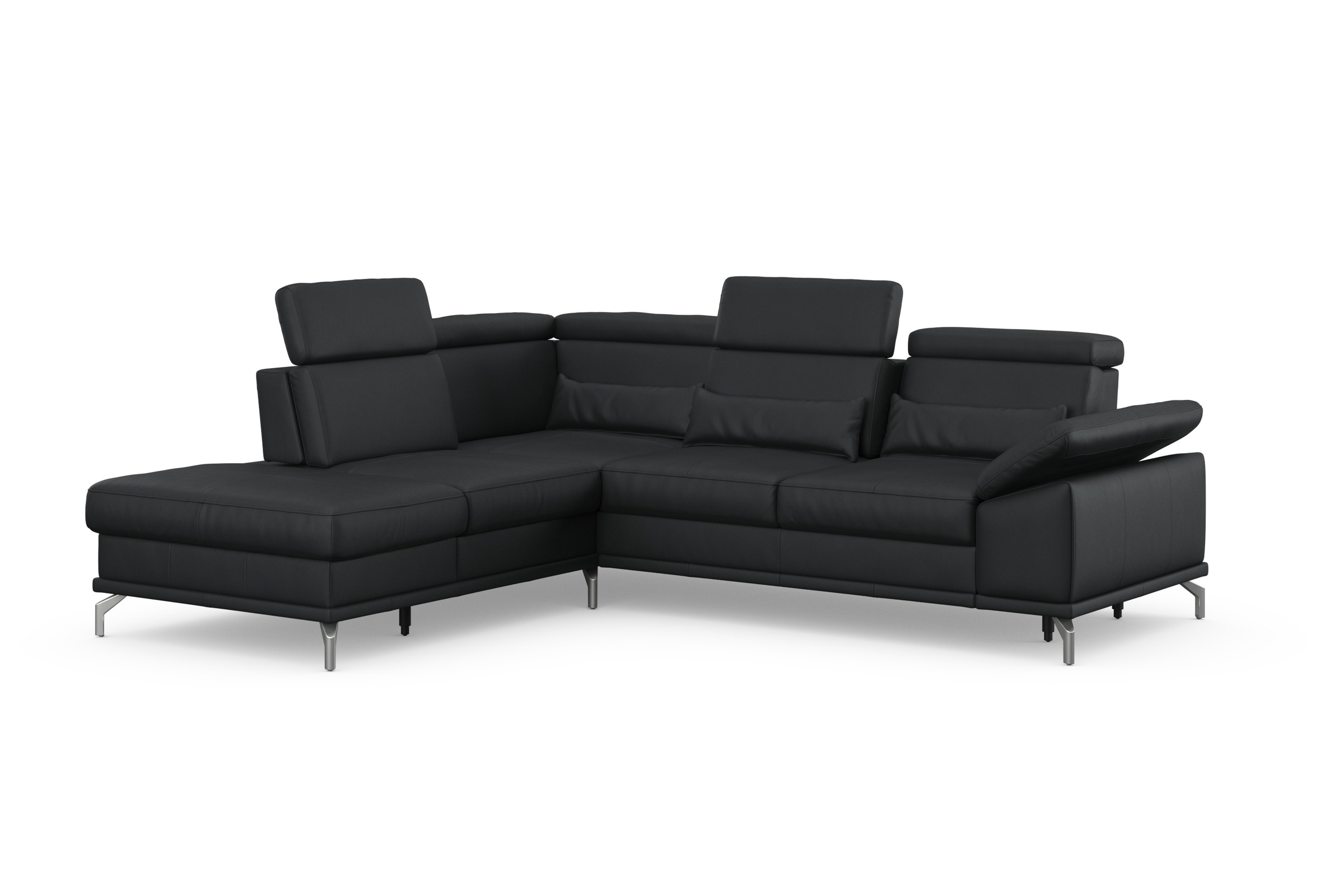 sit&more Ecksofa »Cabrio L-Form, mit Sitztiefenverstellung, Arm- und Kopfteilverstellung«, 3 Nierenkissen, Federkern, optional Bettfunktion und Stauraum