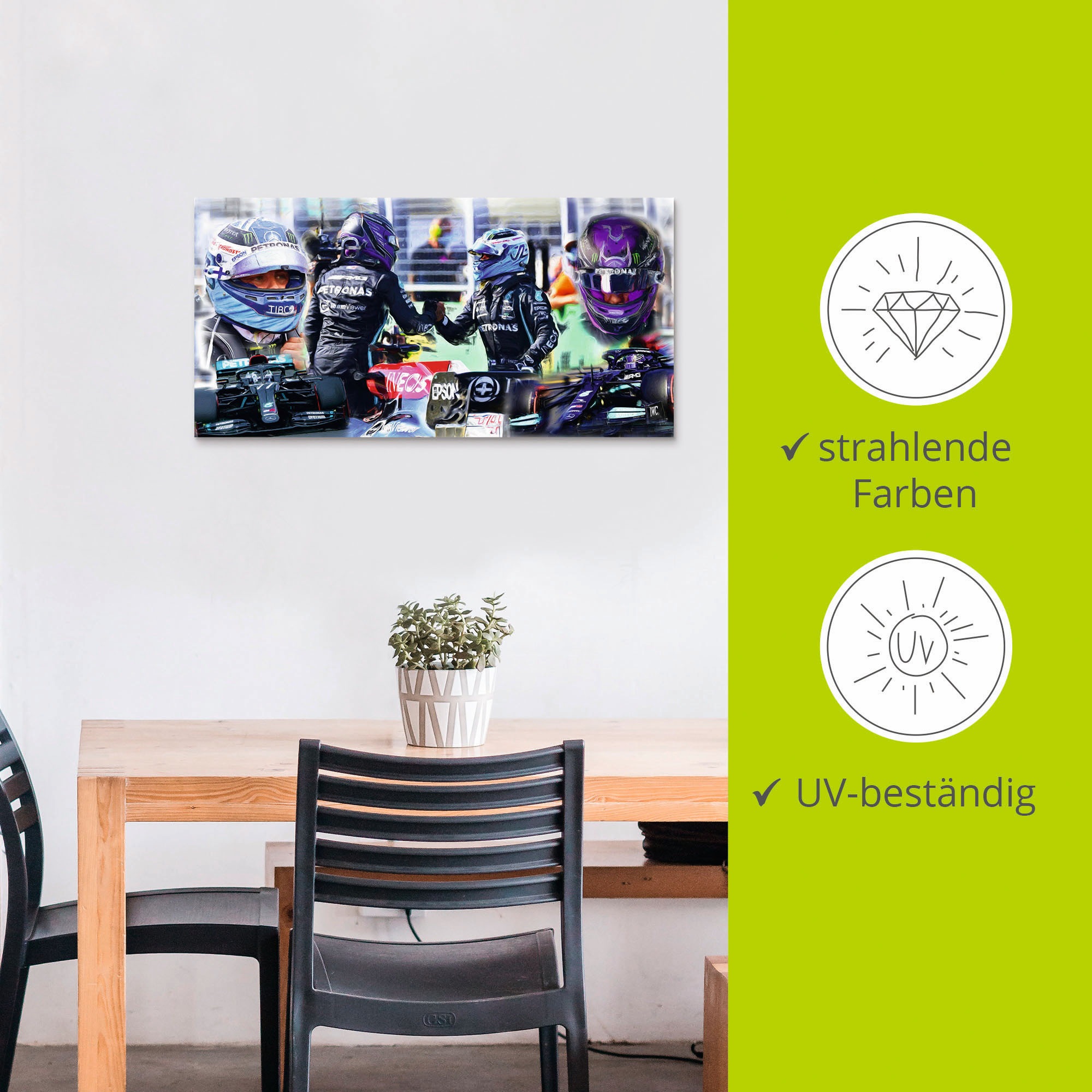 Artland Wandbild »Teamgeist Valtteri Bottas Lewis Hamilton«, Auto, (1 St.), als Alubild, Leinwandbild, Wandaufkleber oder Poster in versch. Größen