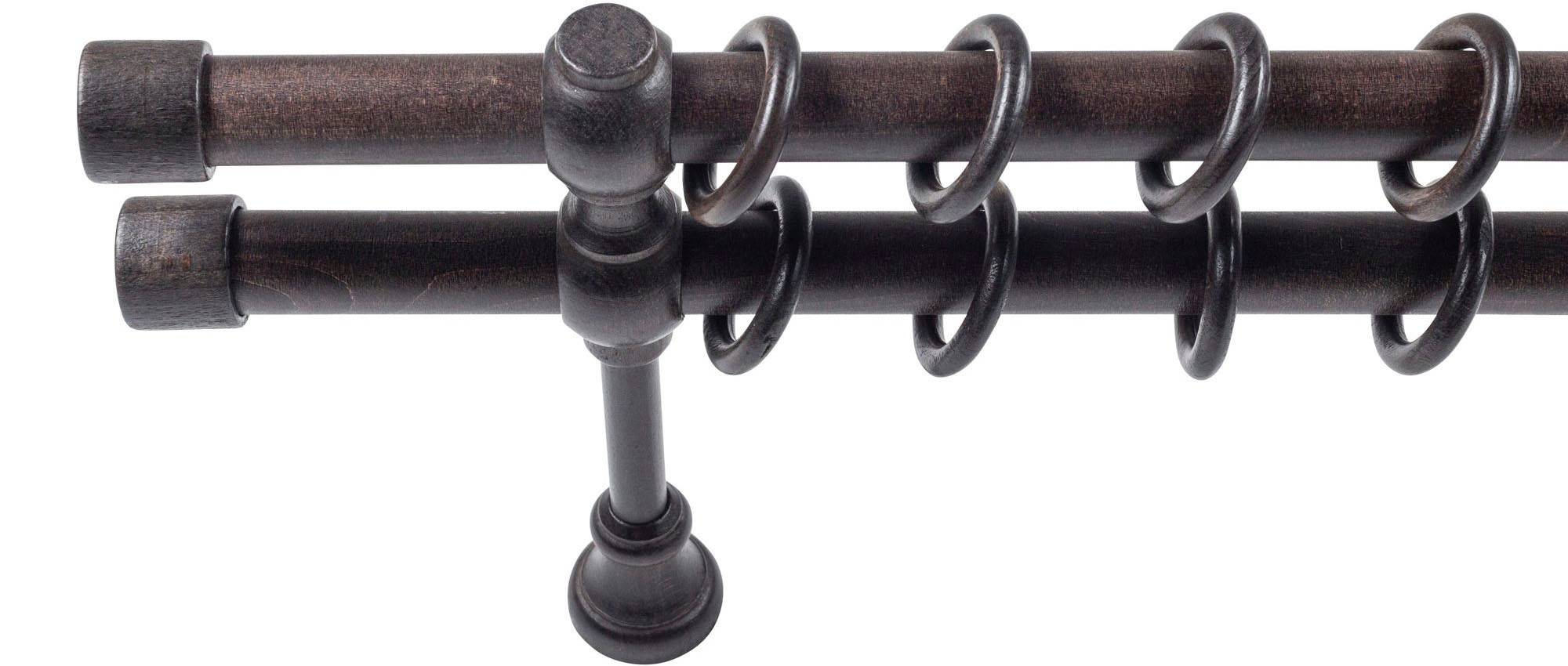 SN DECO GROUP Gardinenstange »Cafiro« 2 läufig-läufig Fixmaß 28 mm, Holz, verschiedene Längen und Farben, Komplettset