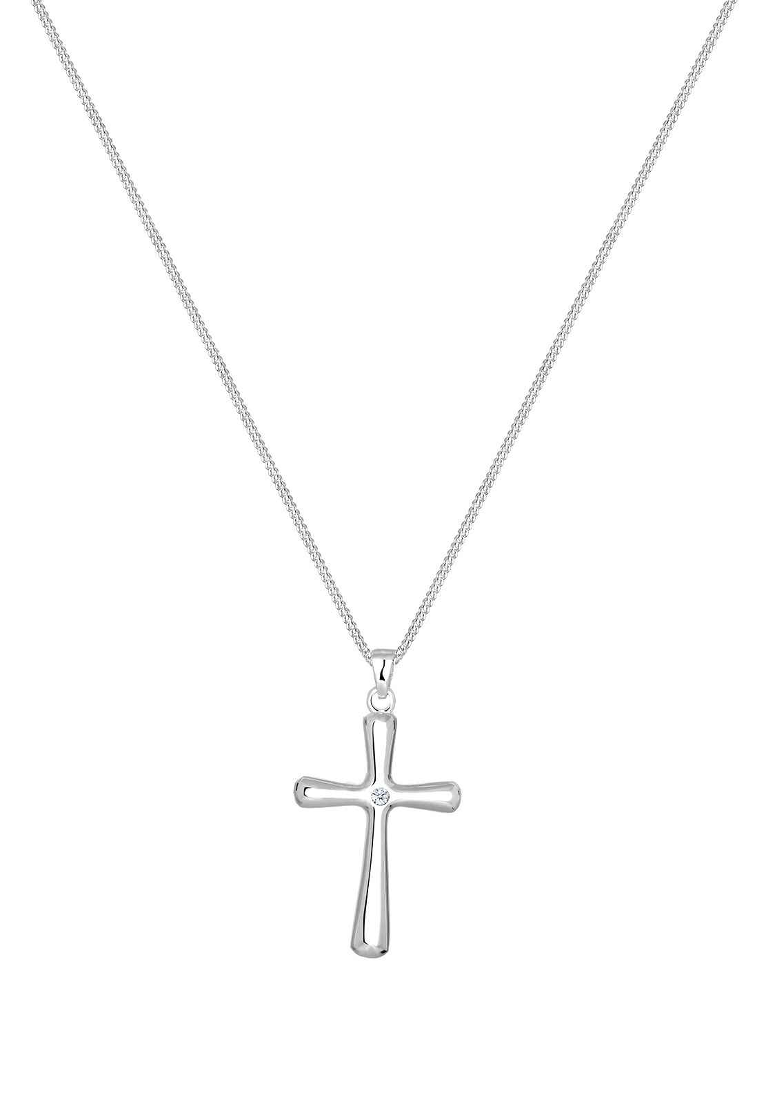 Elli DIAMONDS Silberkette »Halskette Kreuz Diamant Weiß Brillantschliff (0.03 ct) 925 Sterling Silber«