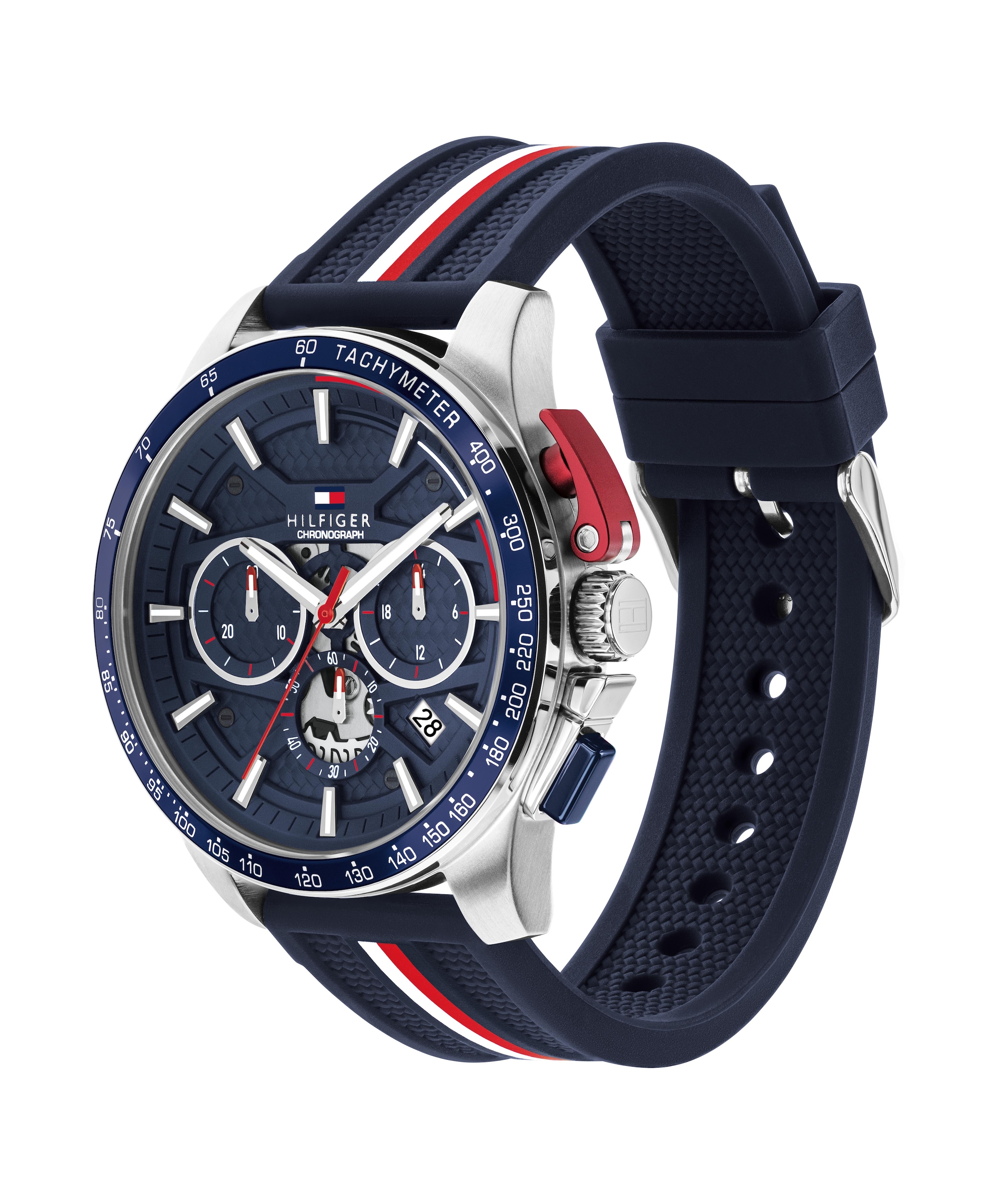 Tommy Hilfiger Chronograph »BANK« Quarzuhr, Armbanduhr, Herrenuhr, Silikonarmband, analog, Tag