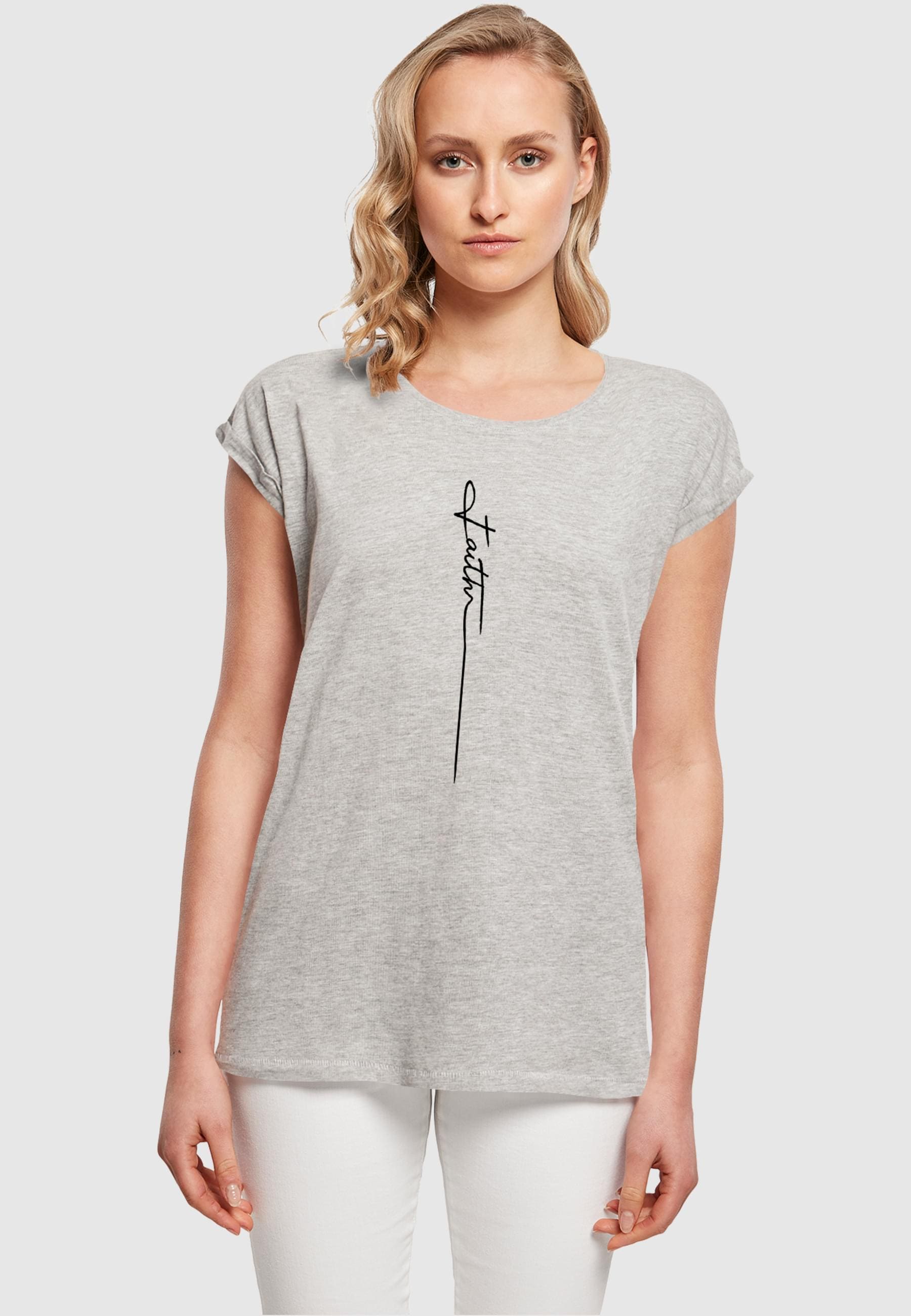 Merchcode T-Shirt »Merchcode Damen Ladies Faith Extended Shoulder Tee«, (1 tlg.)