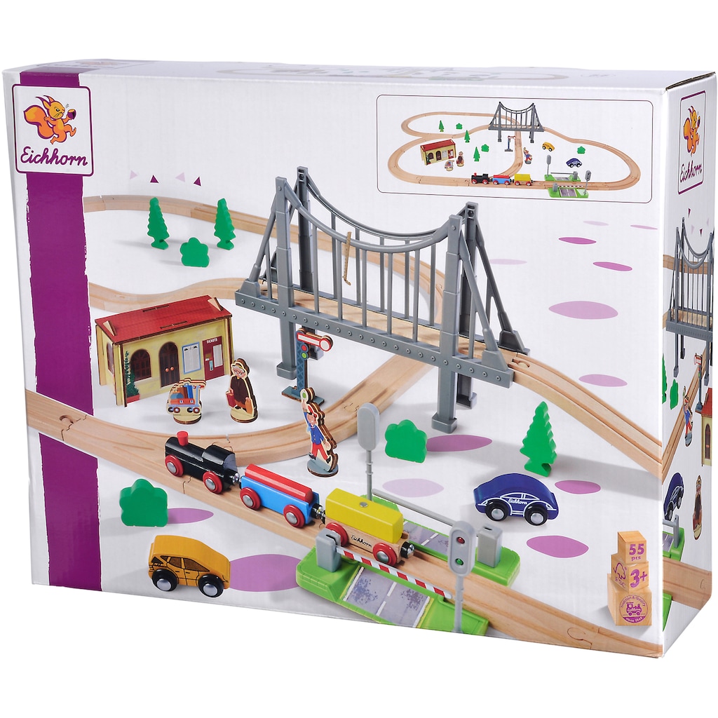 Eichhorn Spielzeug-Eisenbahn »Bahnset mit Brücke«, (Set, 55 tlg.)