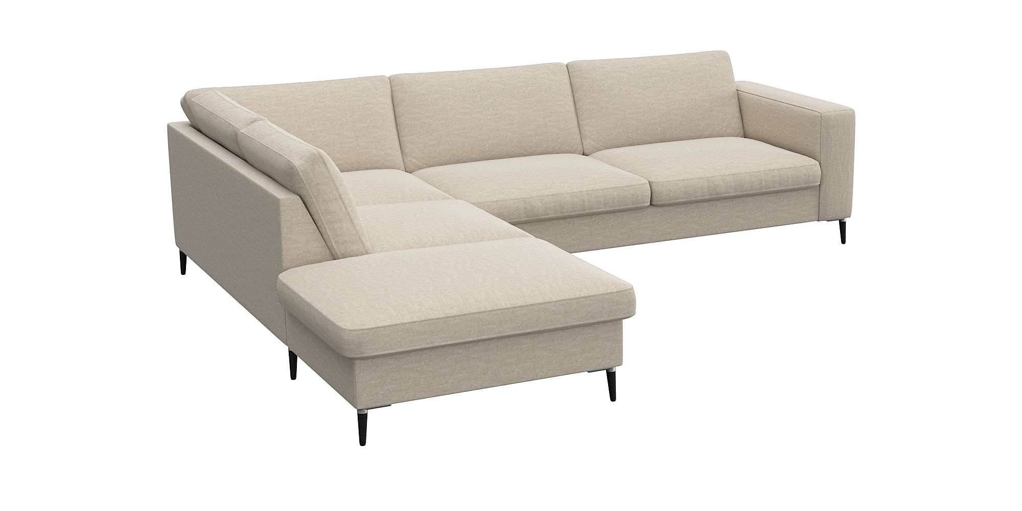FLEXLUX Ecksofa »Fiore, L-Form, bequem und komfortabel durch hochwertigem Sitzaufbau« breite Armlehnen, Kaltschaum, Füße Alu+schwarz